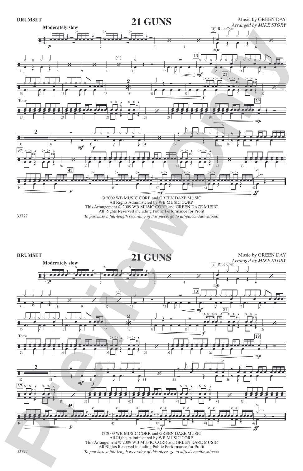 21 Guns: Drumset