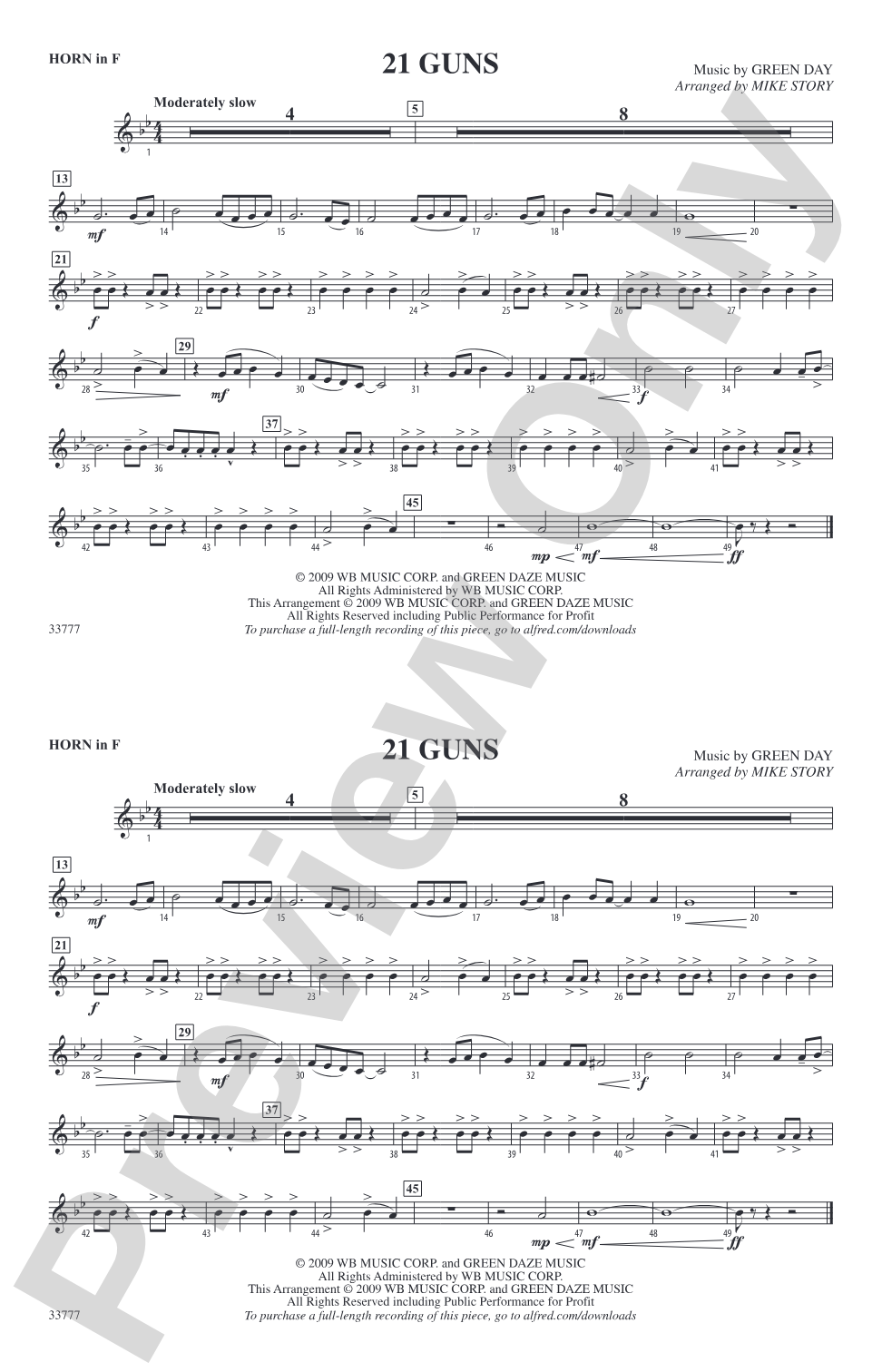 21 Guns: 1st F Horn