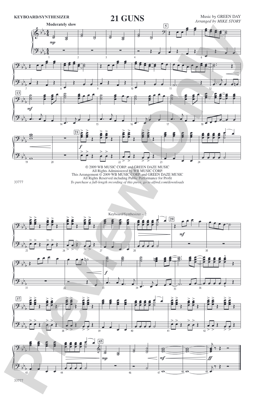 21 Guns: Keyboard/Synthesizer