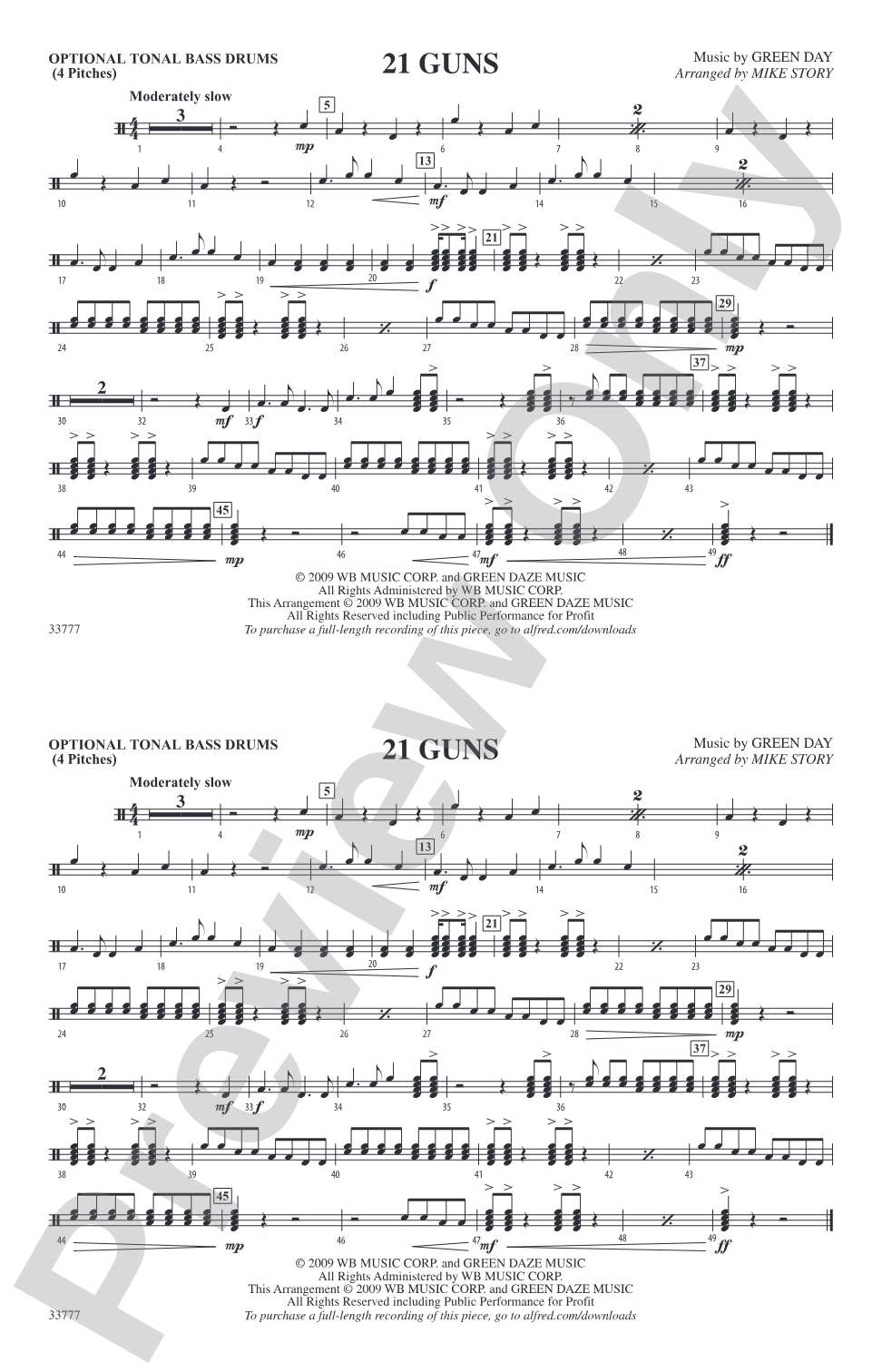 21 Guns: Tonal Bass Drum