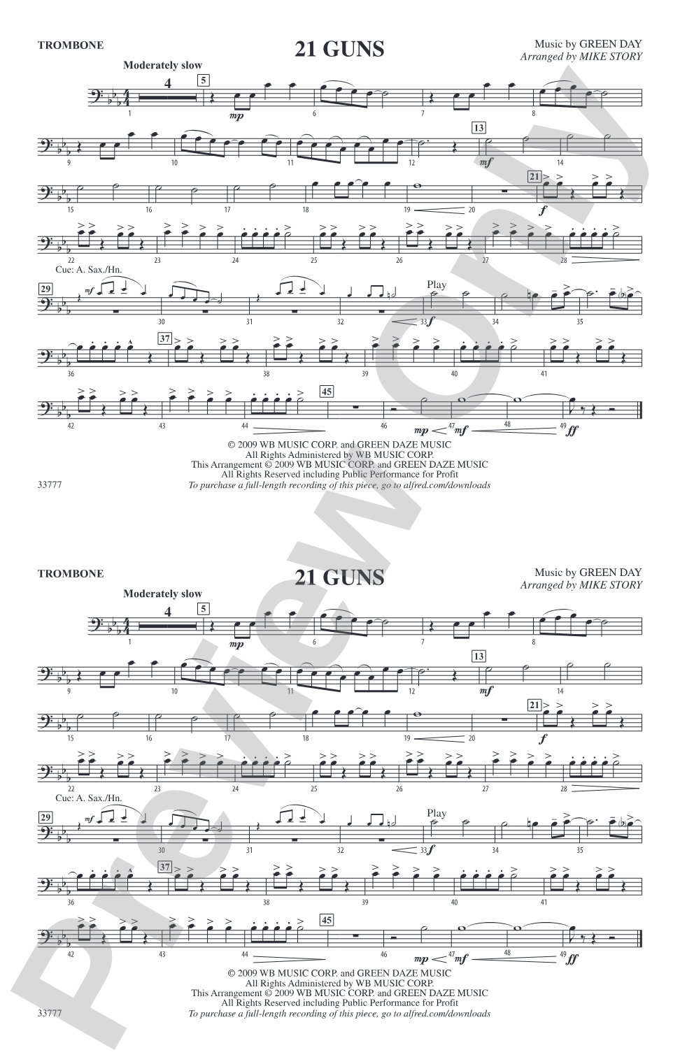21 Guns: 1st Trombone