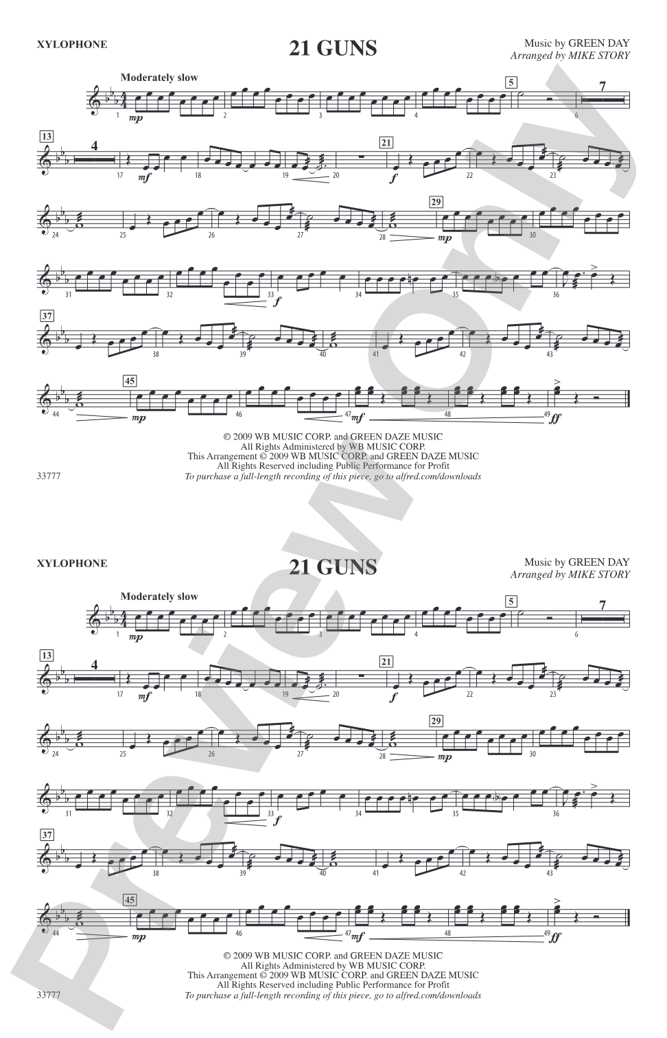 21 Guns: Xylophone