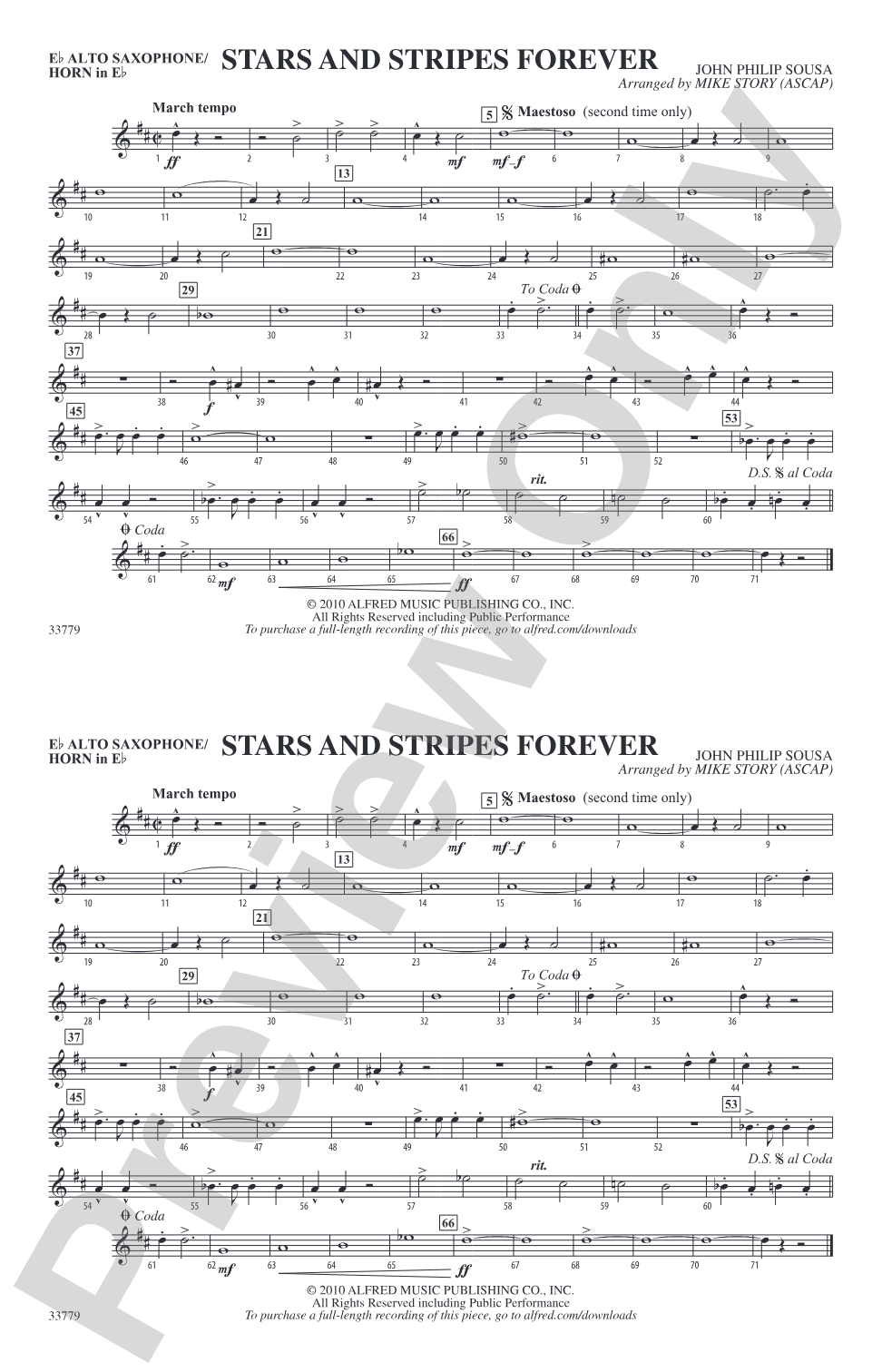 Stars and Stripes Forever: E-flat Alto Saxophone