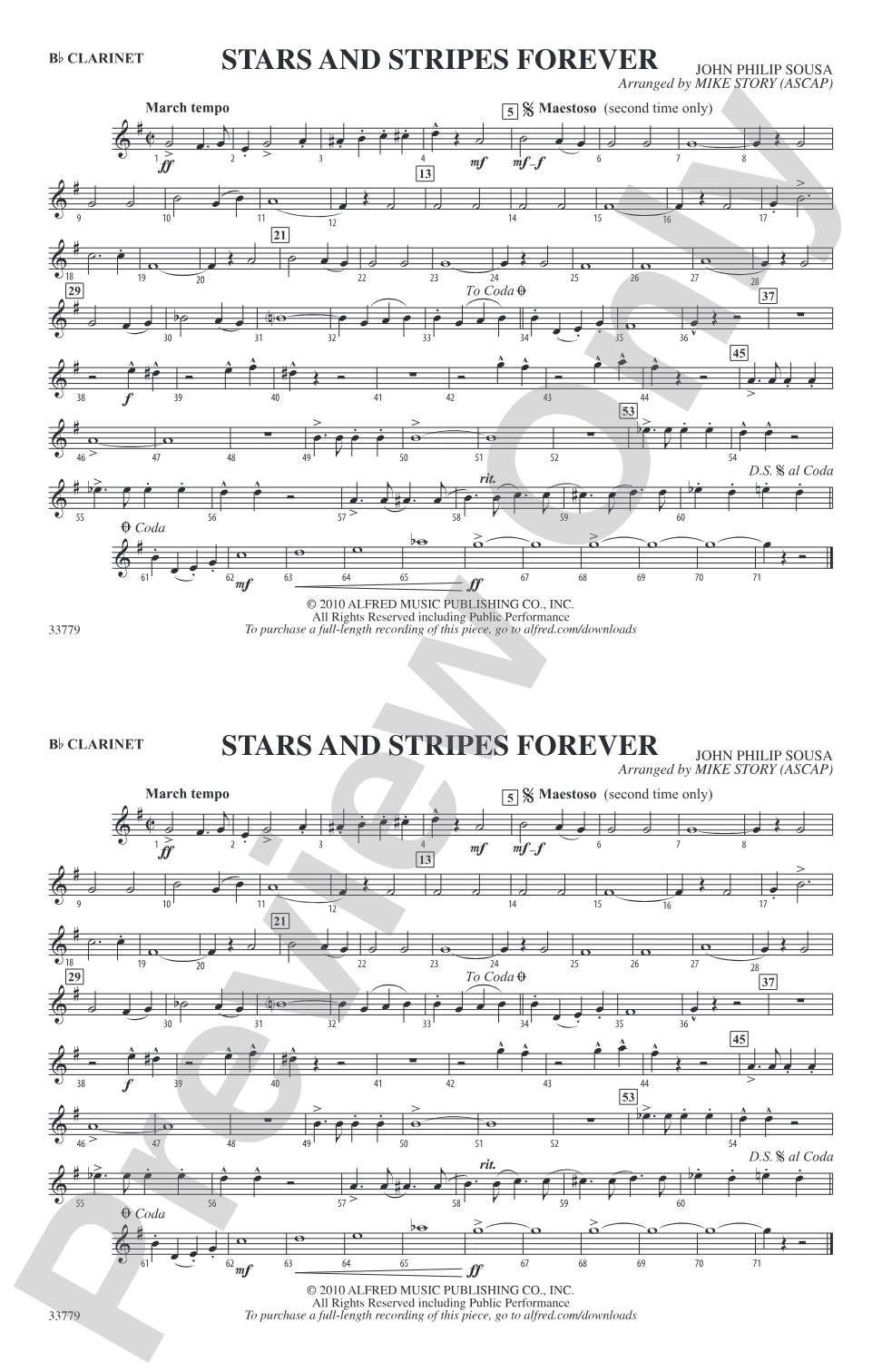 Stars and Stripes Forever: 1st B-flat Clarinet