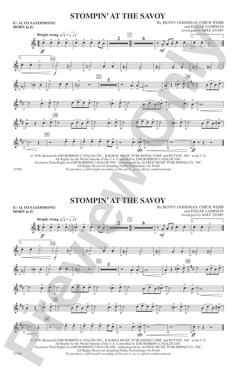 Stompin' at the Savoy: E-flat Alto Saxophone