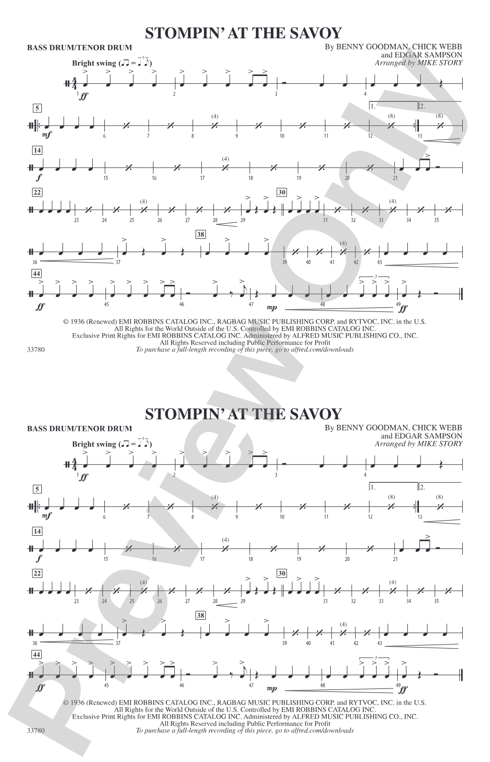 Stompin' at the Savoy: Bass Drum/Tenor Drum