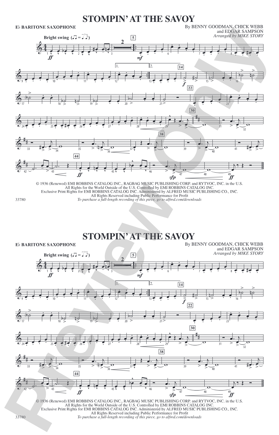 Stompin' at the Savoy: E-flat Baritone Saxophone