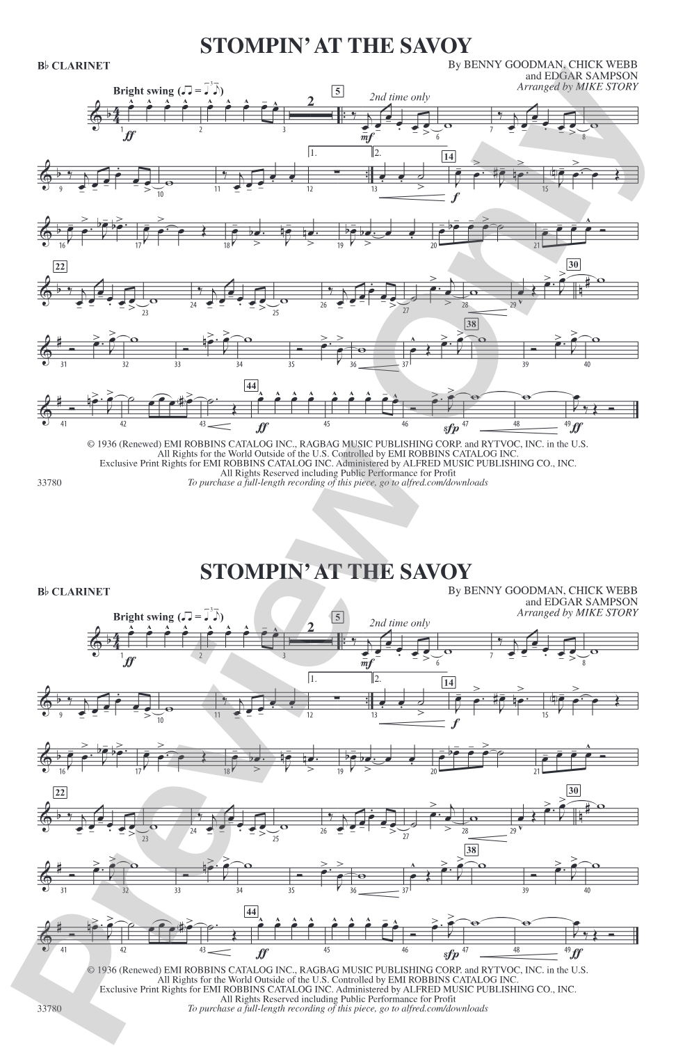 Stompin' at the Savoy: 1st B-flat Clarinet