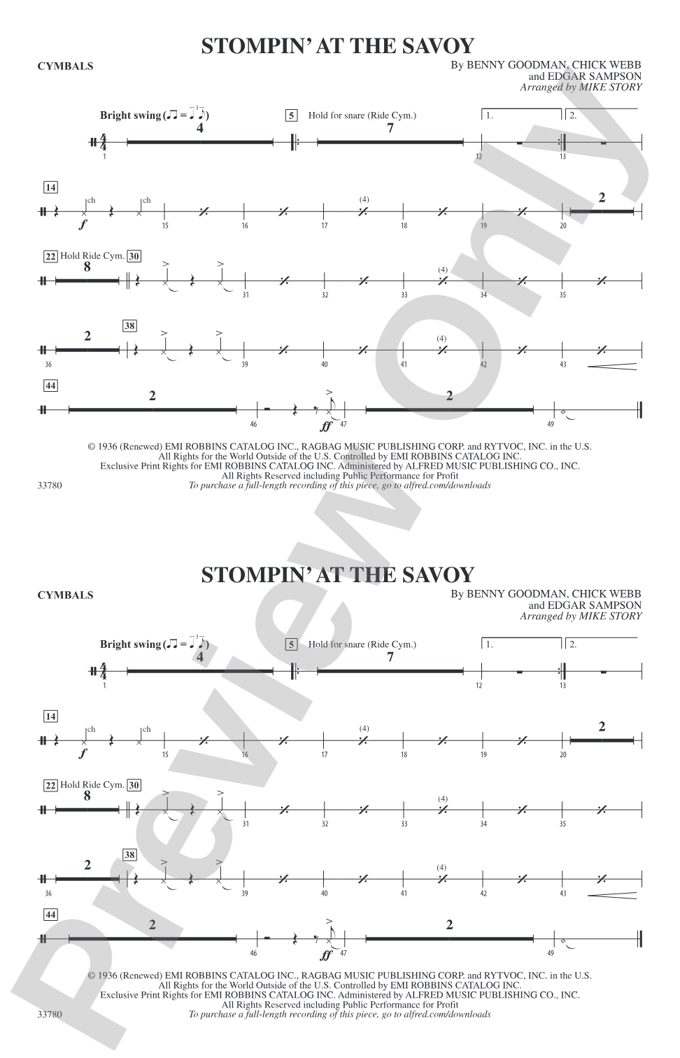 Stompin' at the Savoy: Cymbals