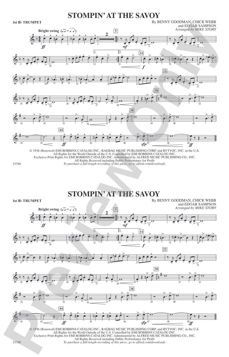 Stompin' at the Savoy: 1st B-flat Trumpet