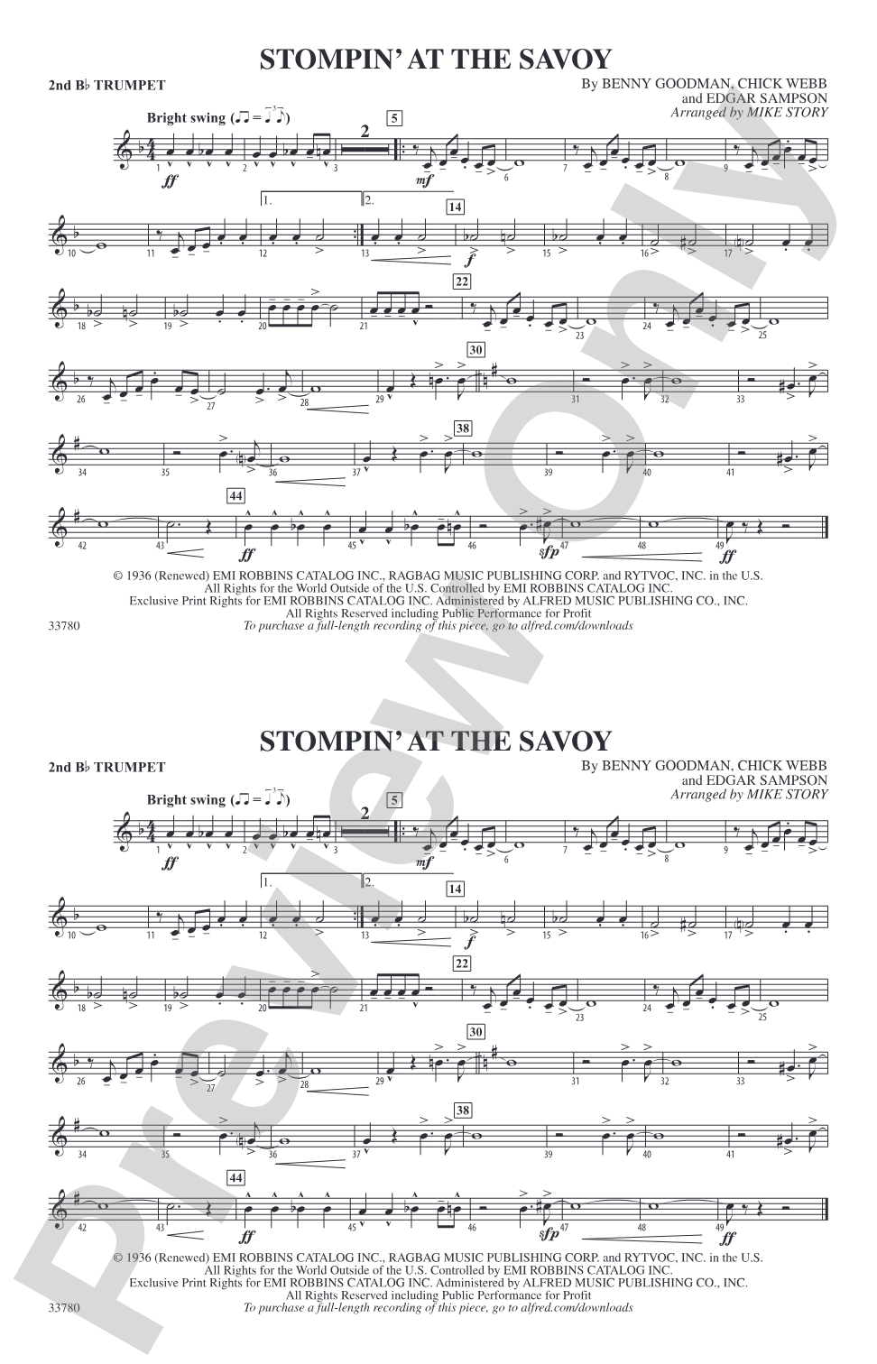 Stompin' at the Savoy: 2nd B-flat Trumpet