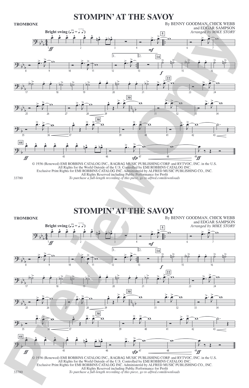 Stompin' at the Savoy: 1st Trombone