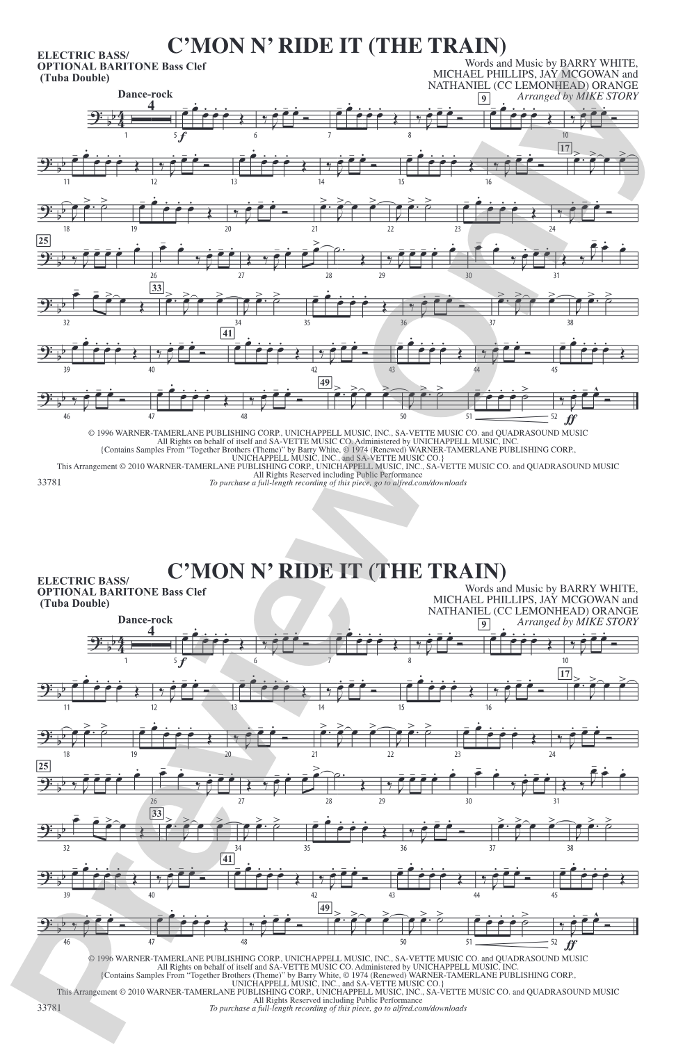 C'mon n' Ride It (The Train): Electric Bass
