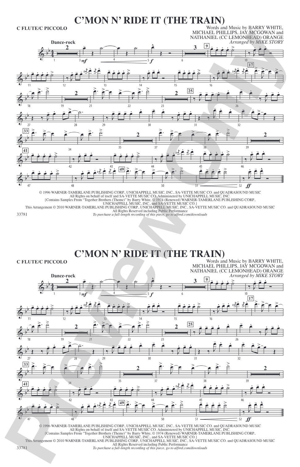 C'mon n' Ride It (The Train): Flute