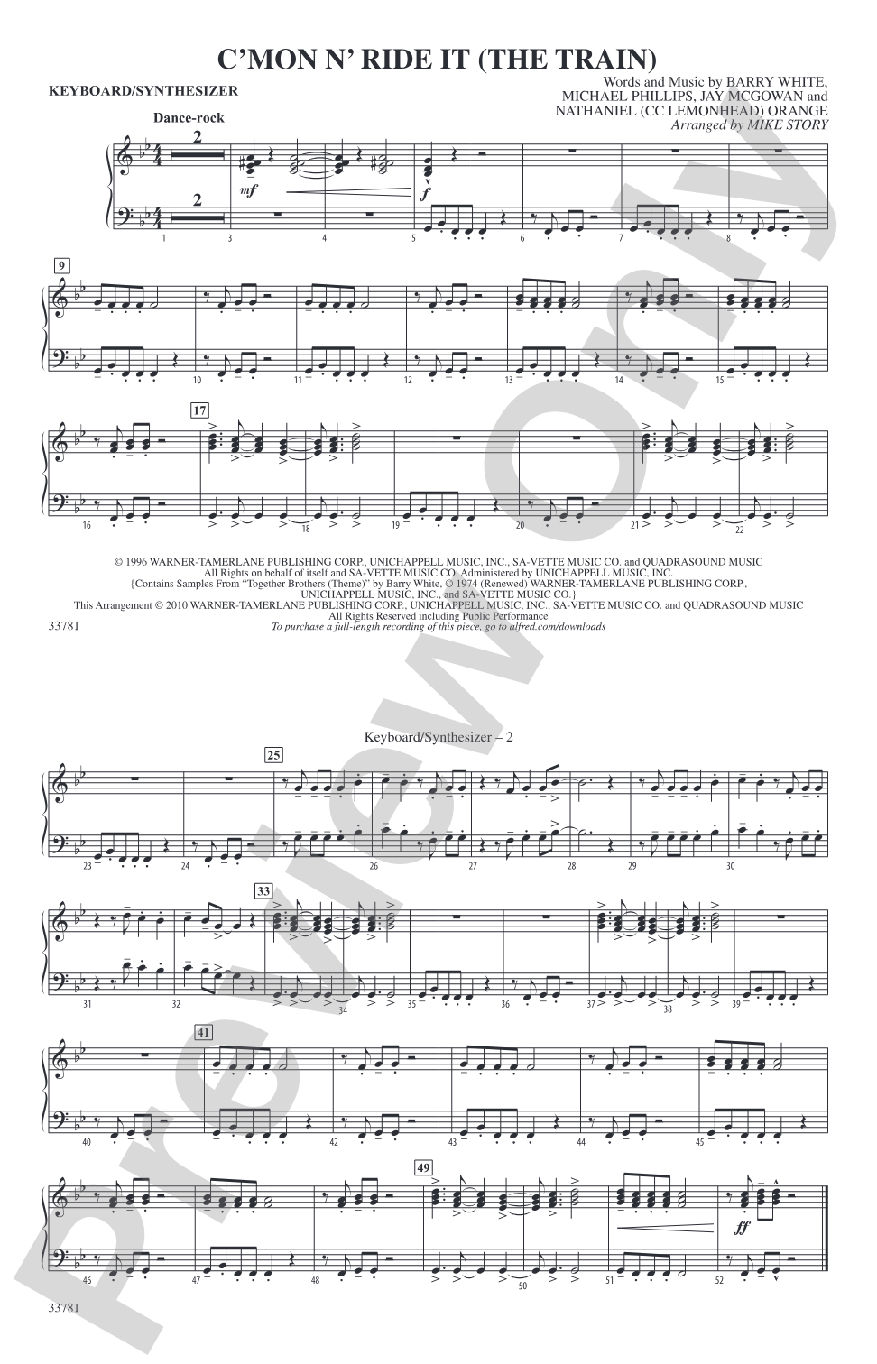 C'mon n' Ride It (The Train): Keyboard/Synthesizer