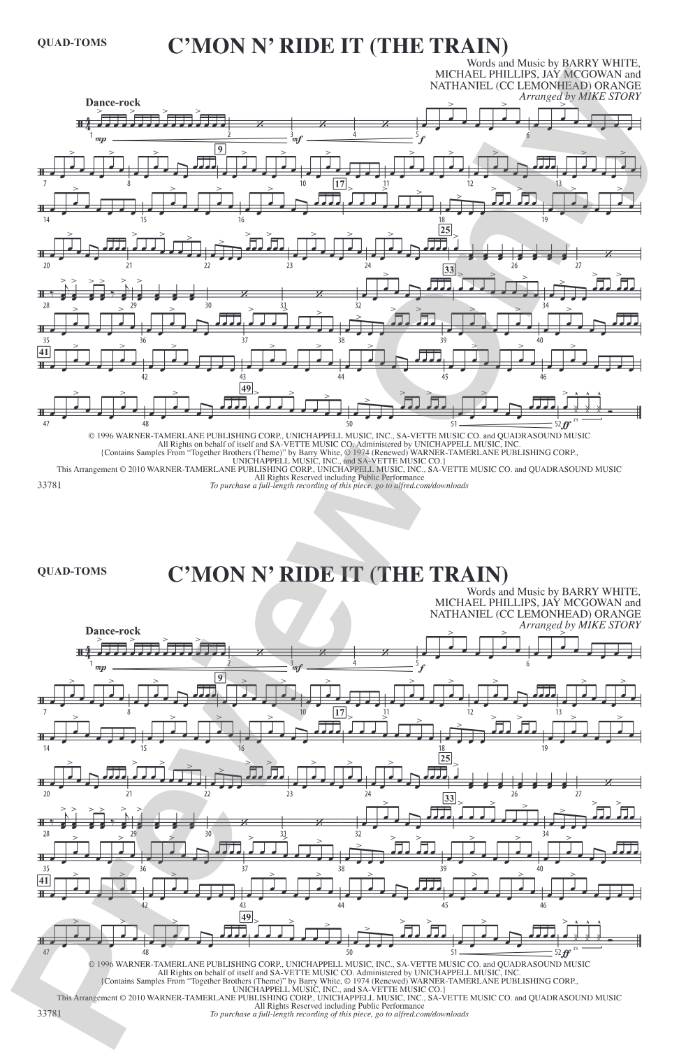 C'mon n' Ride It (The Train): Quad-Toms