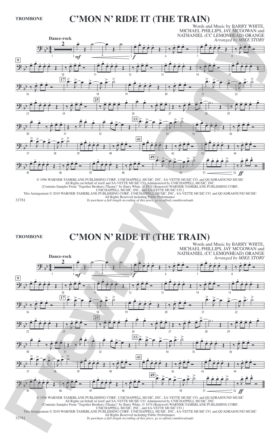 C'mon n' Ride It (The Train): 1st Trombone