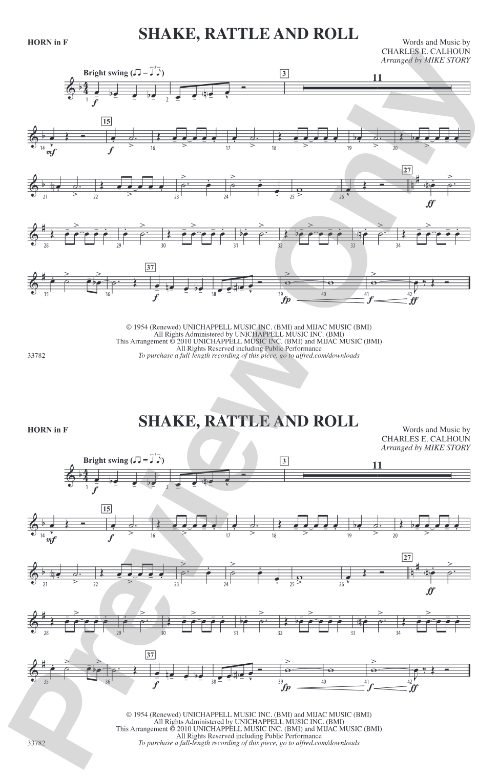 Shake, Rattle and Roll: 1st F Horn