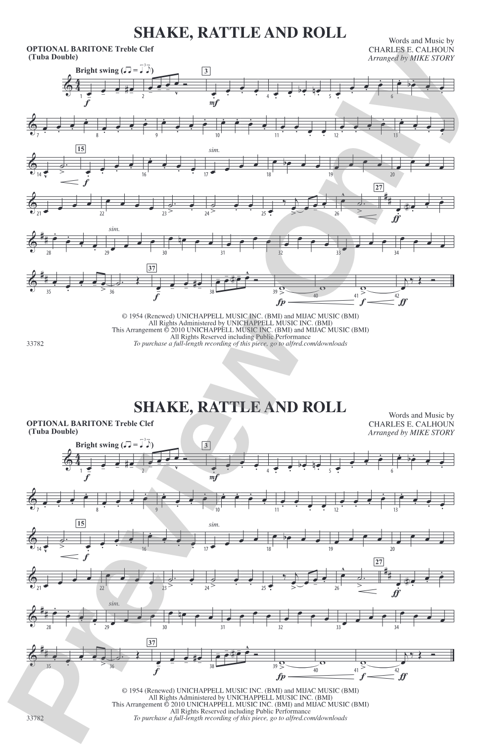 Shake, Rattle and Roll: Optional Baritone T.C. (Tuba Double)