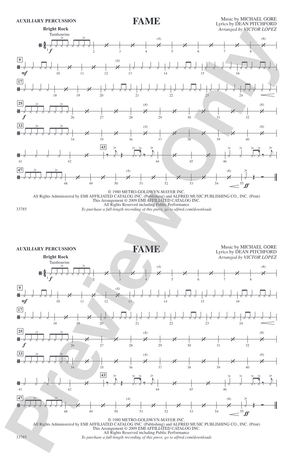 Fame: Auxiliary Percussion