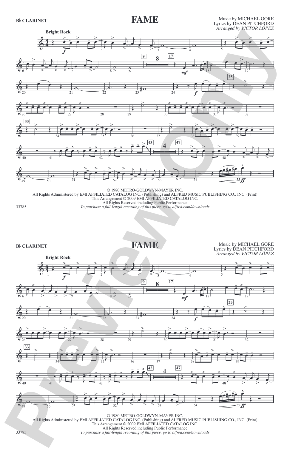 Fame: 1st B-flat Clarinet