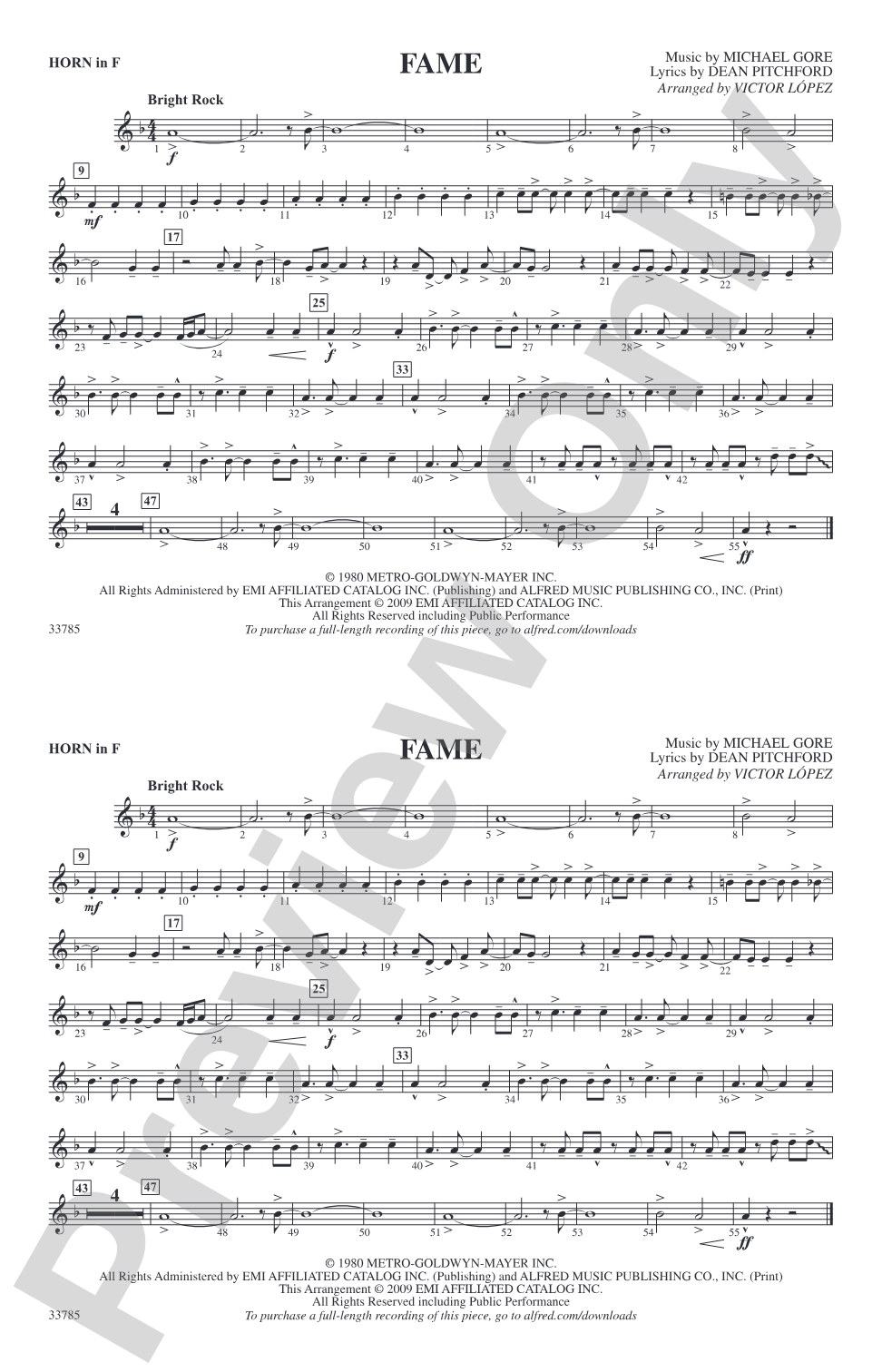 Fame: 1st F Horn