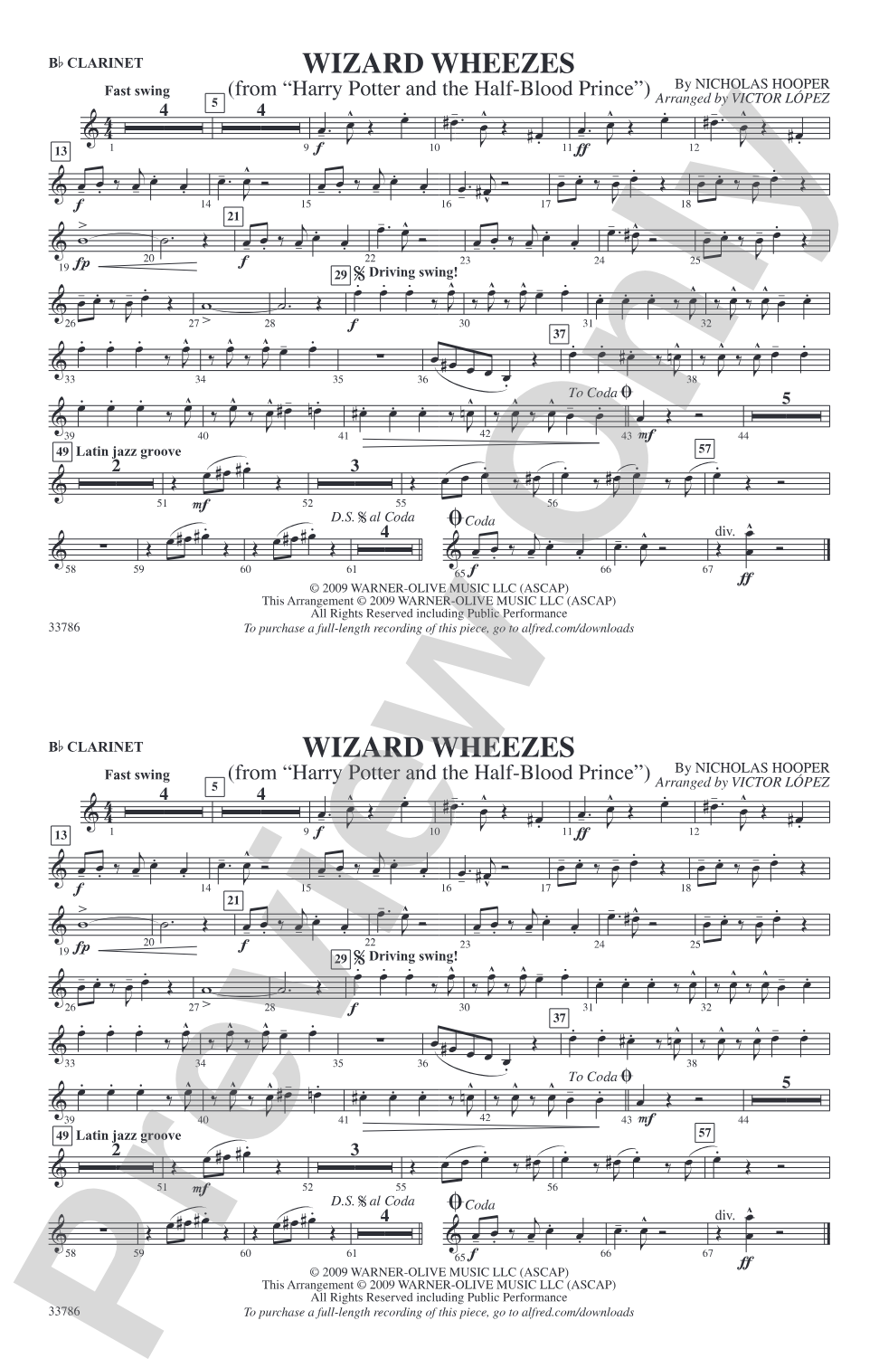 Wizard Wheezes (from Harry Potter and the Half-Blood Prince): 1st B-flat Clarinet