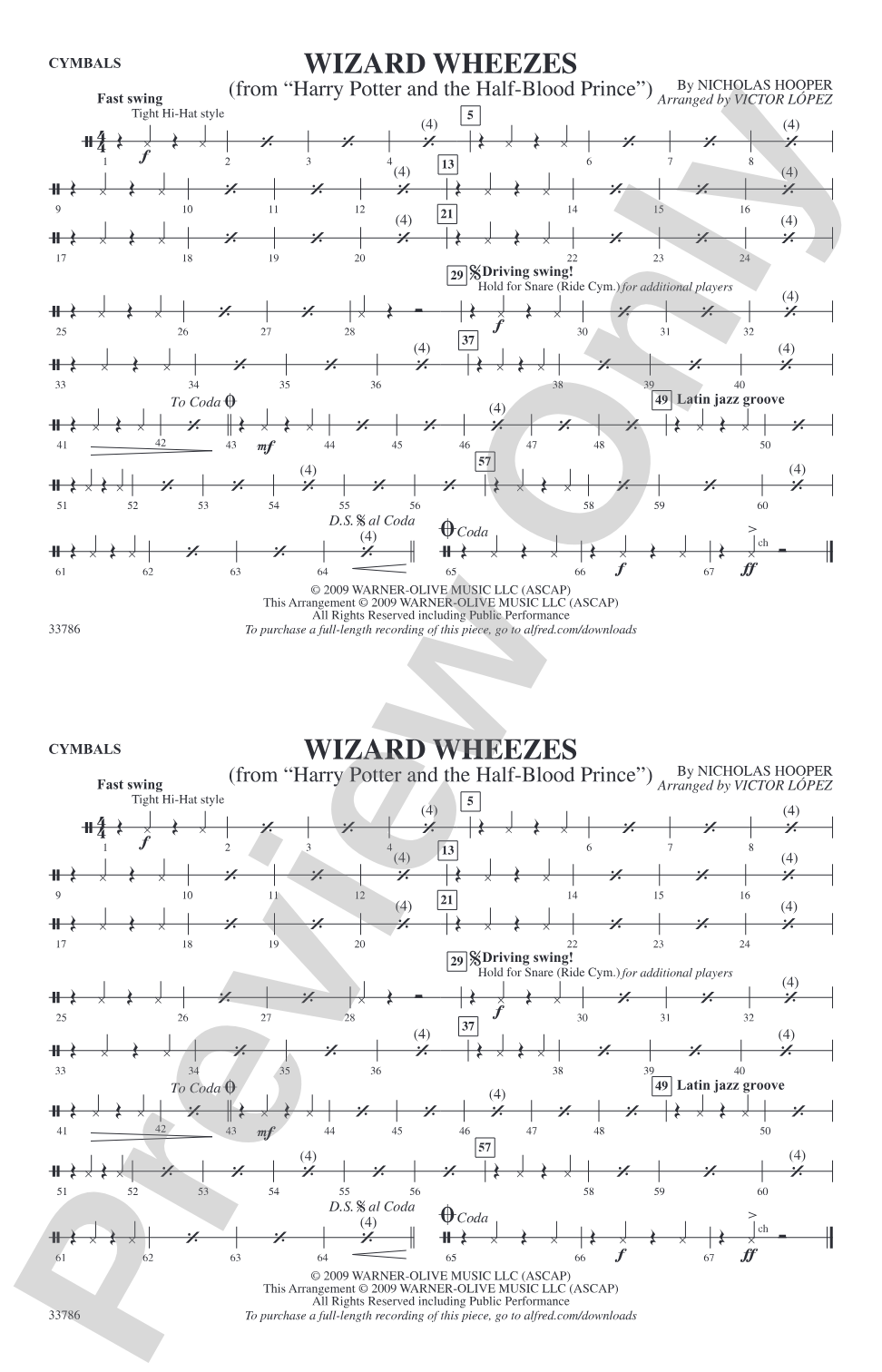 Wizard Wheezes (from Harry Potter and the Half-Blood Prince): Cymbals