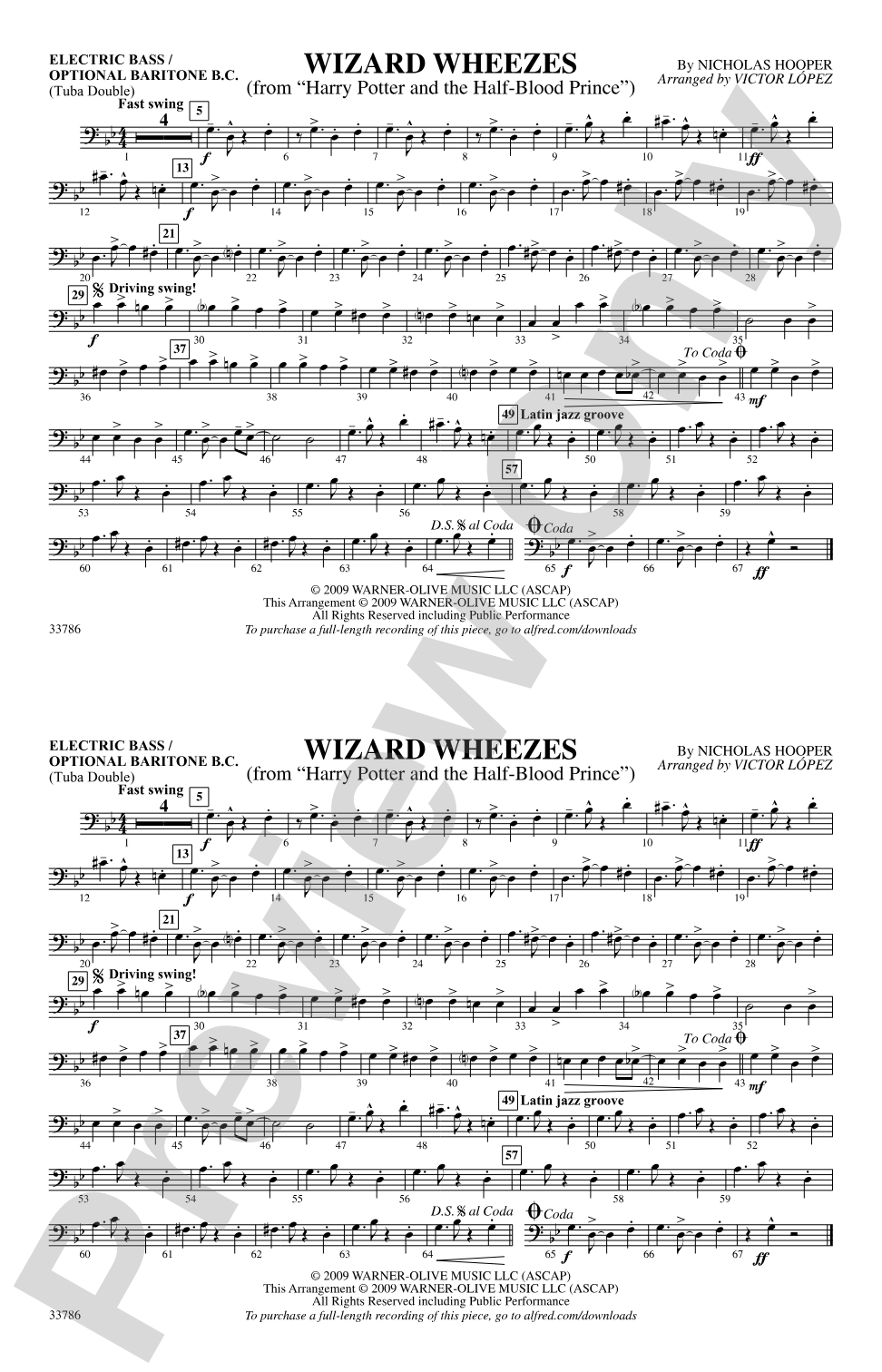 Wizard Wheezes (from Harry Potter and the Half-Blood Prince): Electric Bass