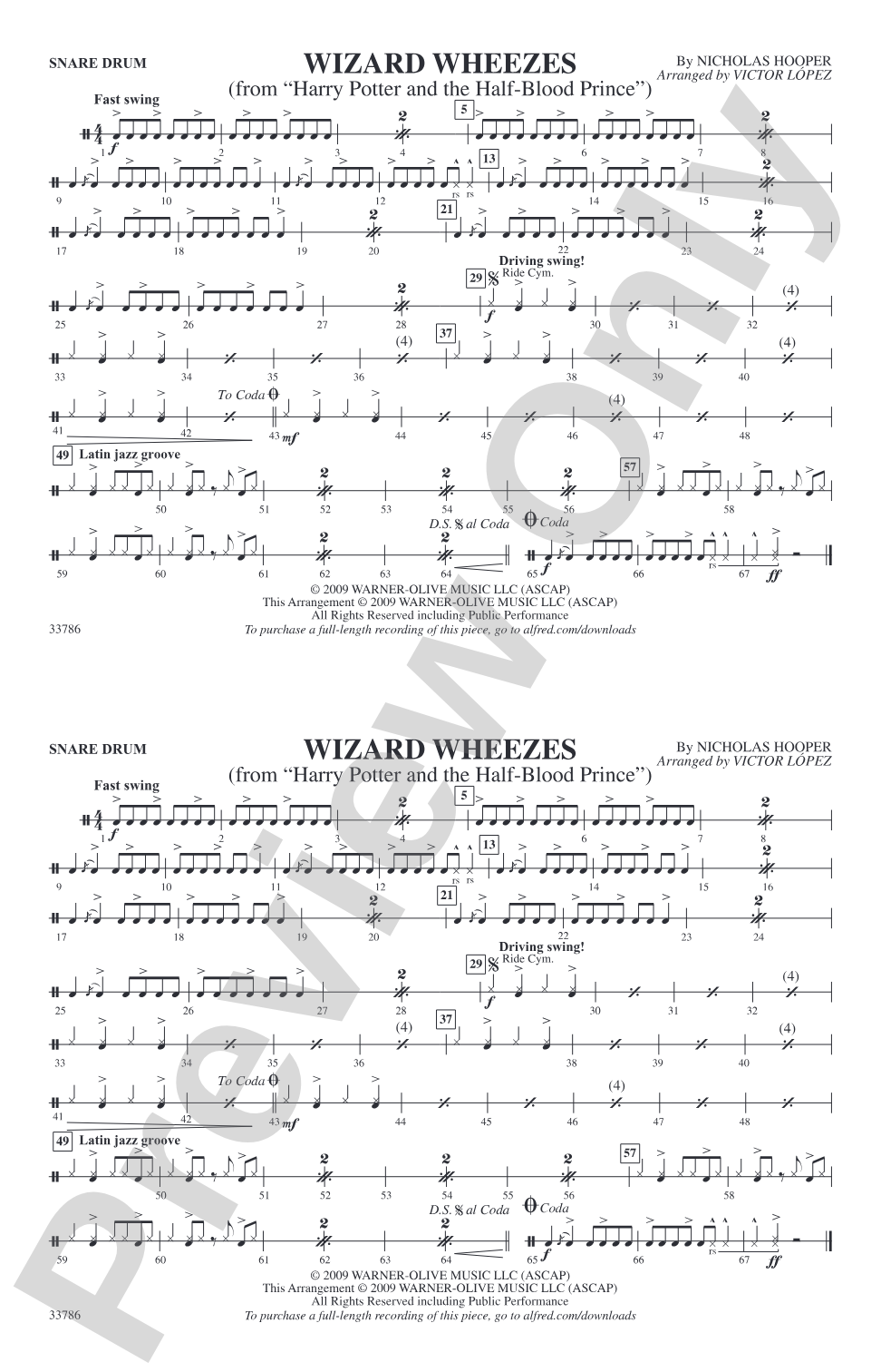 Wizard Wheezes (from Harry Potter and the Half-Blood Prince): Snare Drum
