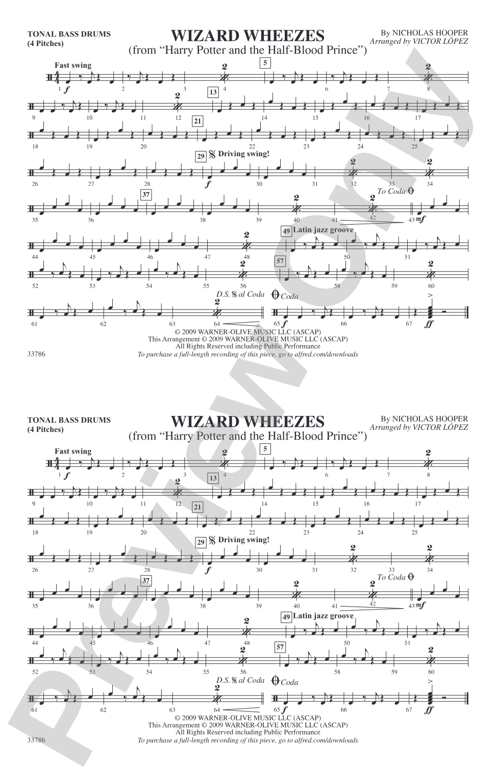 Wizard Wheezes (from Harry Potter and the Half-Blood Prince): Tonal Bass Drum