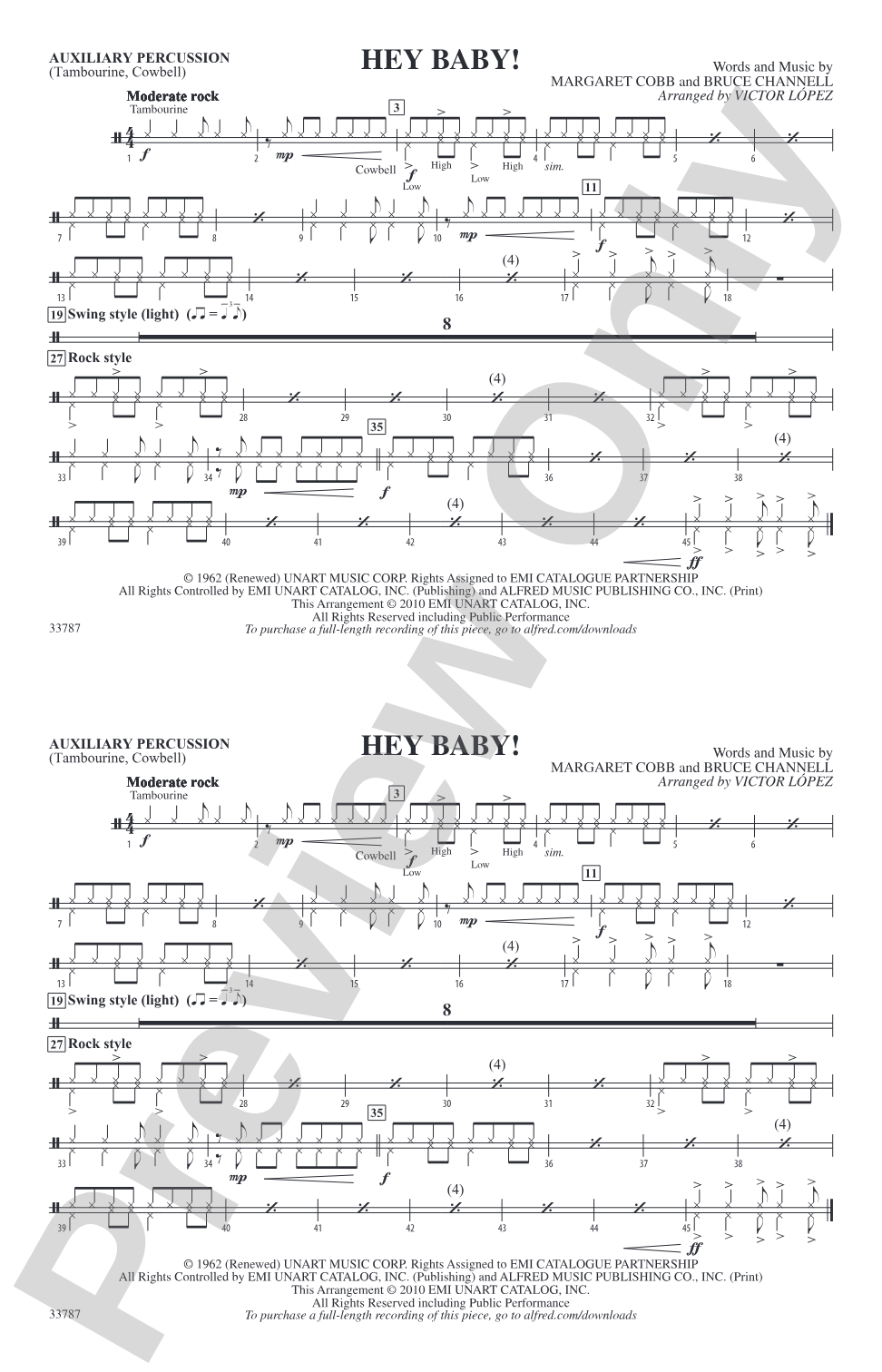 Hey Baby! (from Dirty Dancing): Auxiliary Percussion