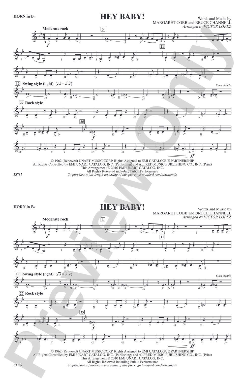 Hey Baby! (from Dirty Dancing): Horn in B flat