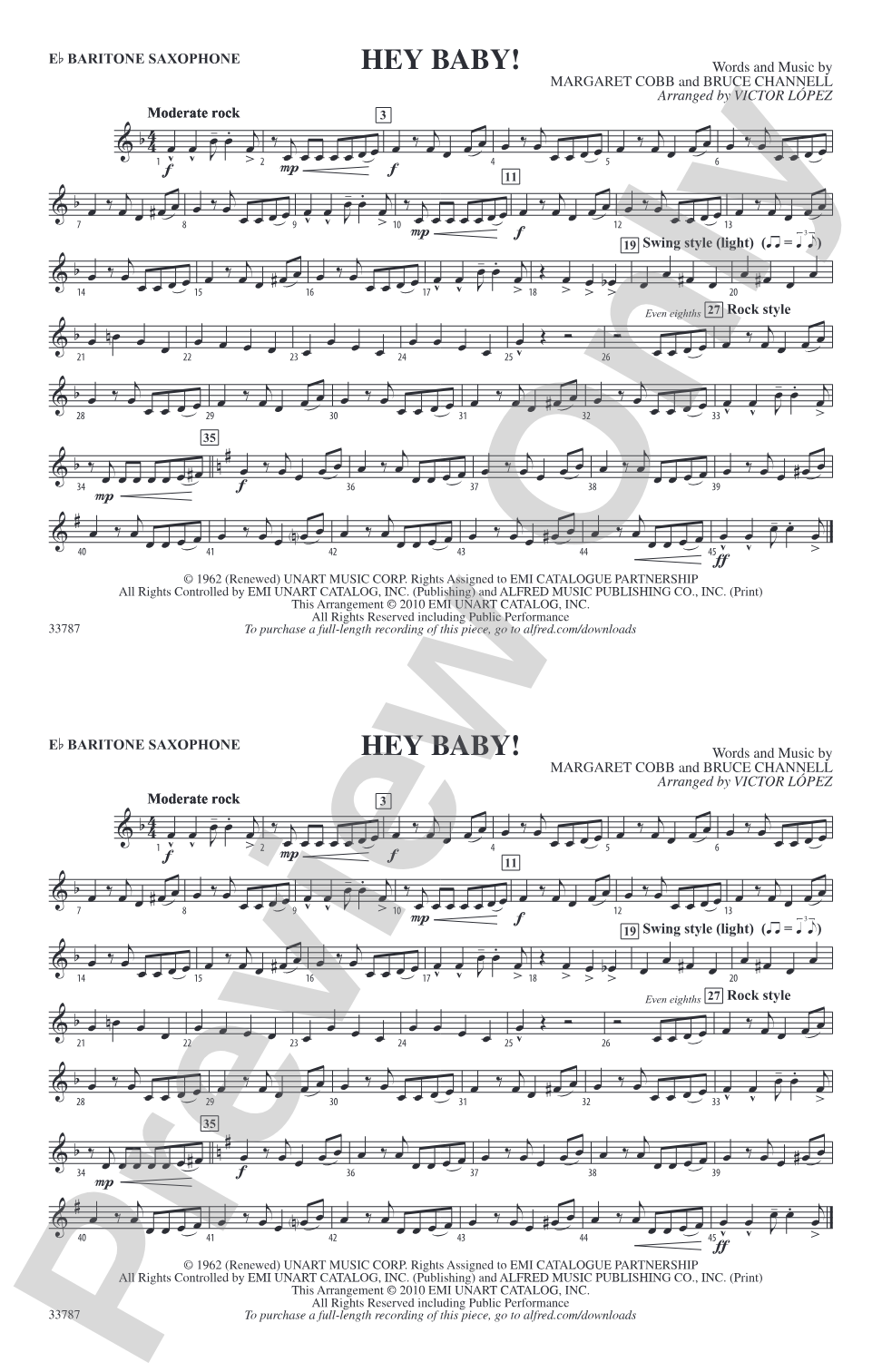 Hey Baby! (from Dirty Dancing): E-flat Baritone Saxophone
