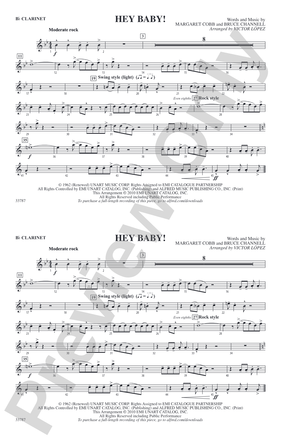 Hey Baby! (from Dirty Dancing): 1st B-flat Clarinet