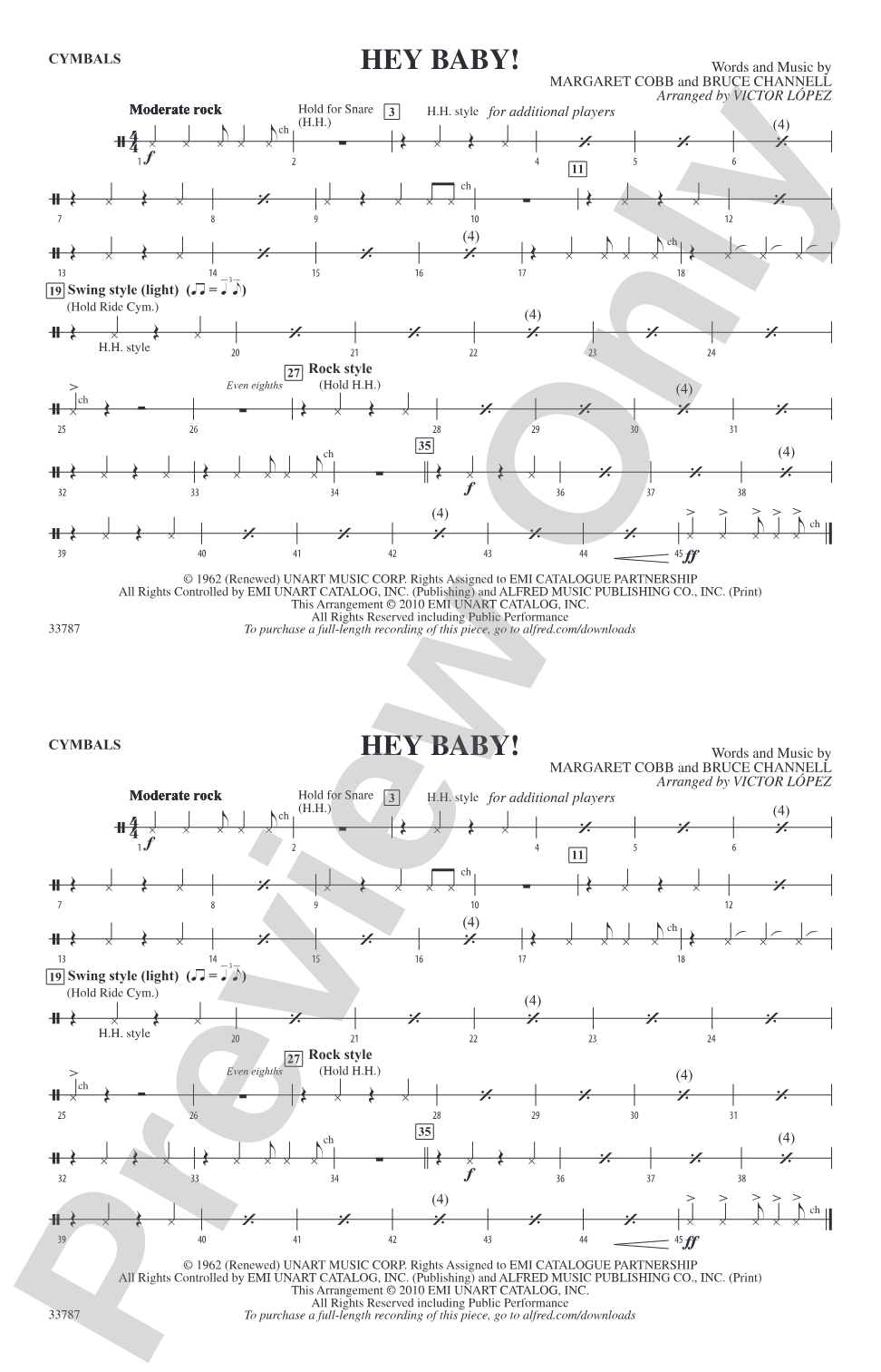 Hey Baby! (from Dirty Dancing): Cymbals