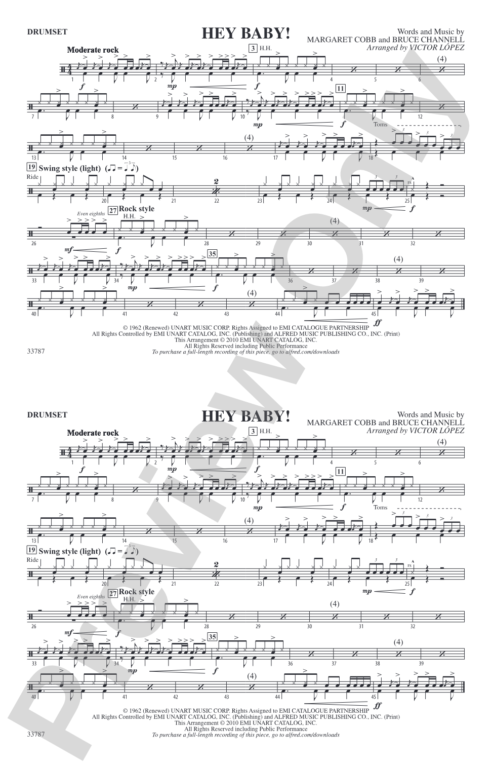 Hey Baby! (from Dirty Dancing): Drumset
