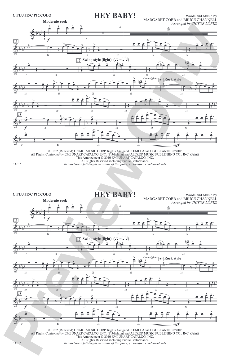 Hey Baby! (from Dirty Dancing): Flute