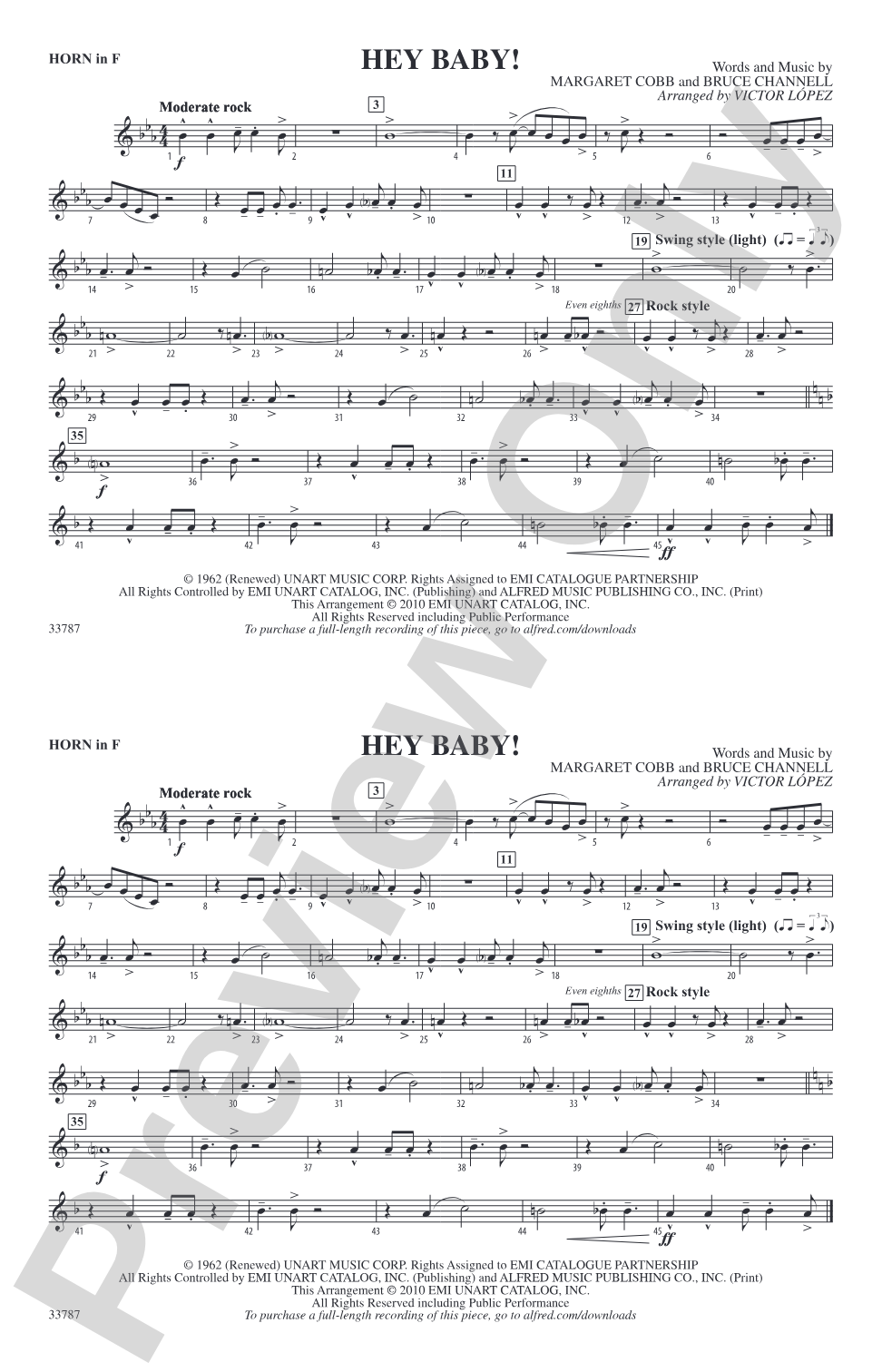 Hey Baby! (from Dirty Dancing): 1st F Horn
