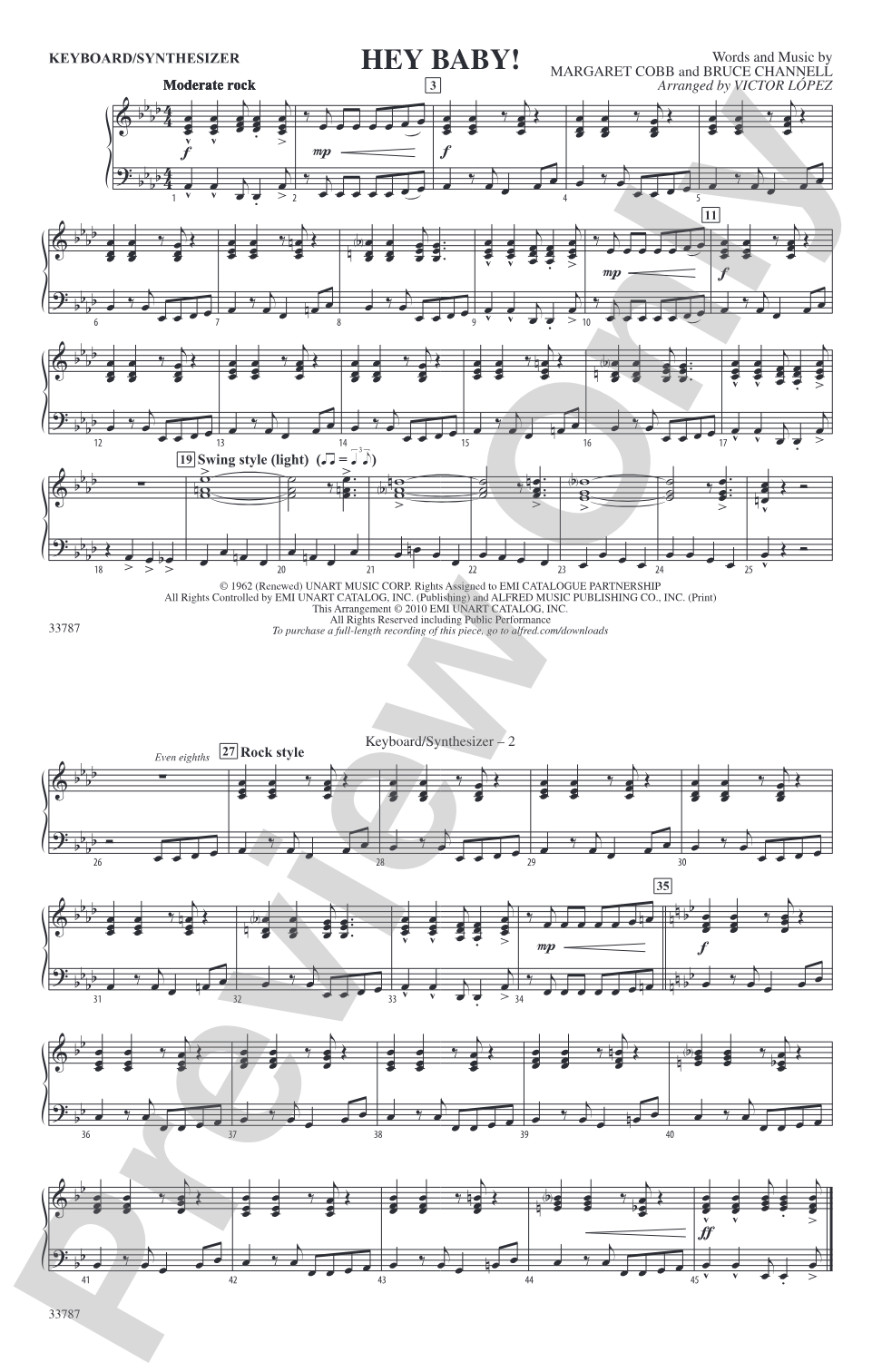 Hey Baby! (from Dirty Dancing): Keyboard/Synthesizer