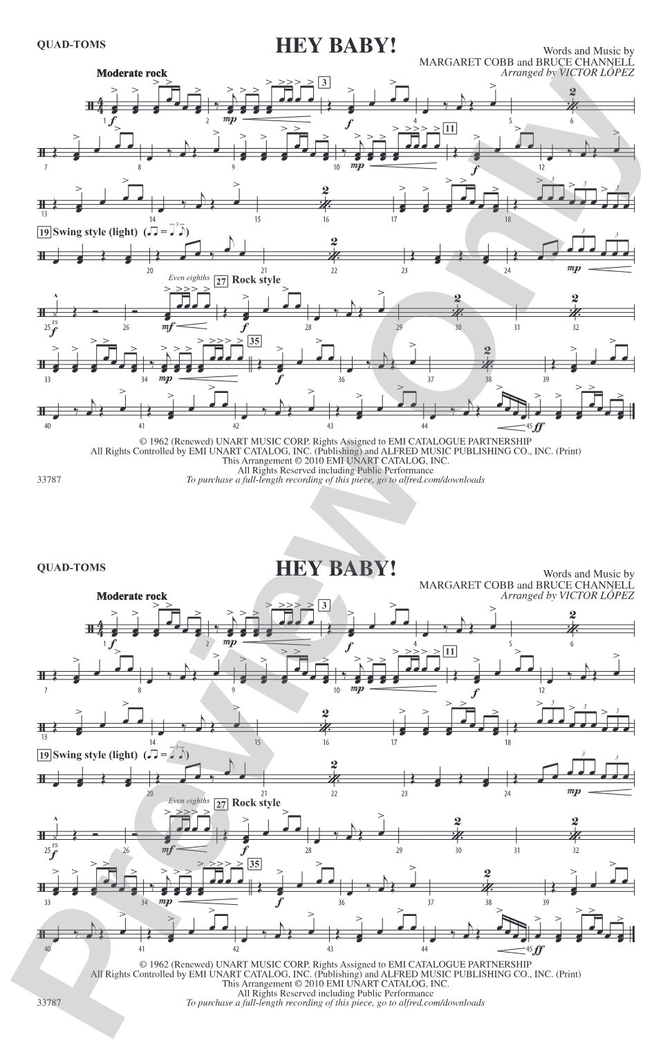 Hey Baby! (from Dirty Dancing): Quad-Toms
