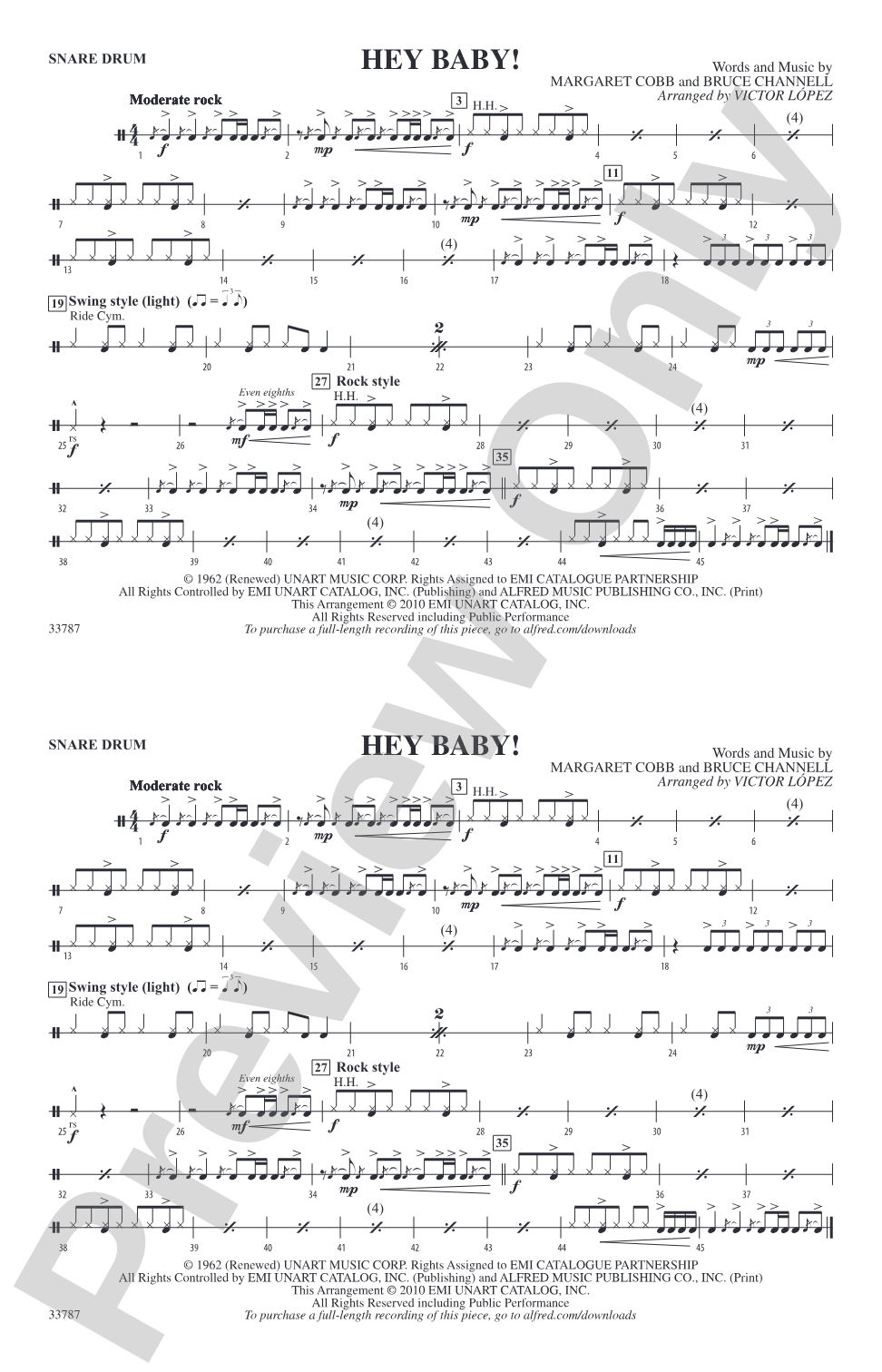 Hey Baby! (from Dirty Dancing): Snare Drum