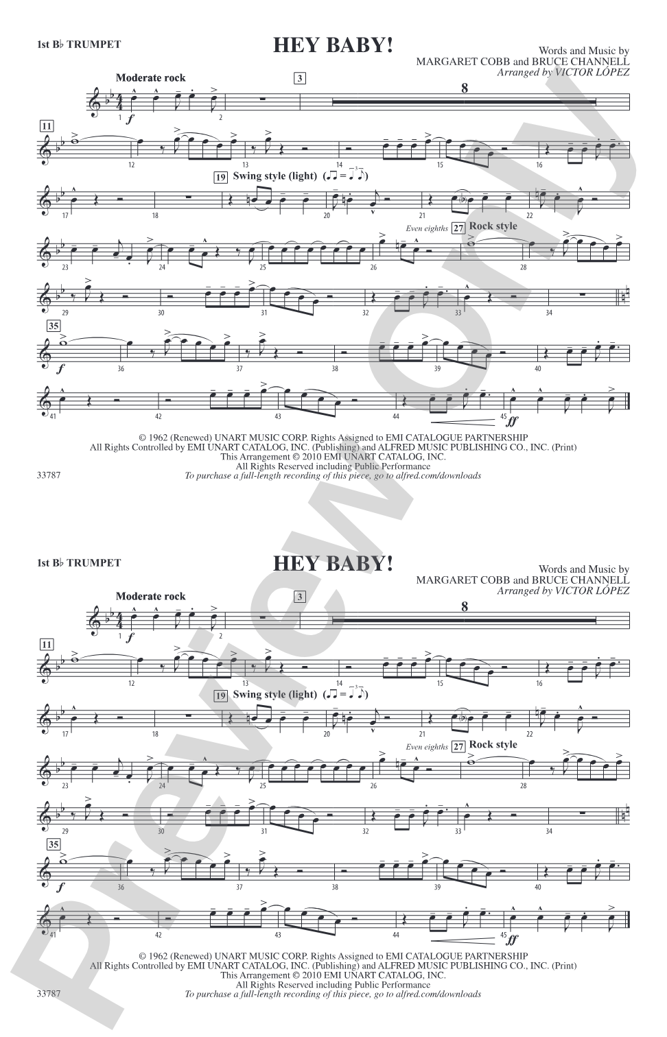 Hey Baby! (from Dirty Dancing): 1st B-flat Trumpet