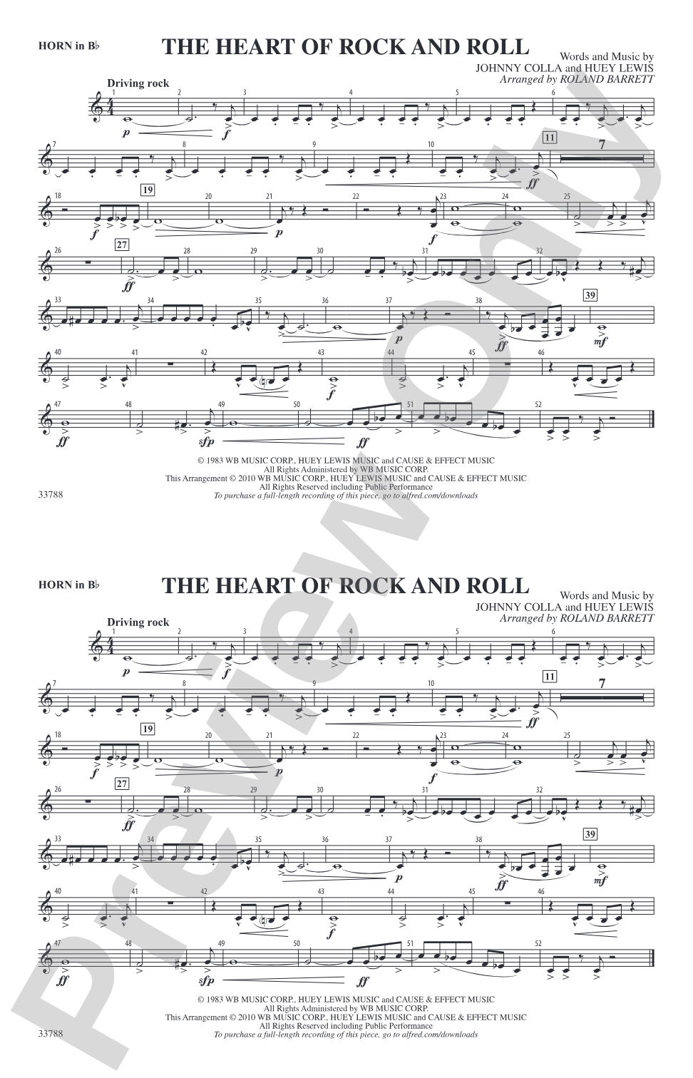 The Heart of Rock and Roll: Horn in B flat