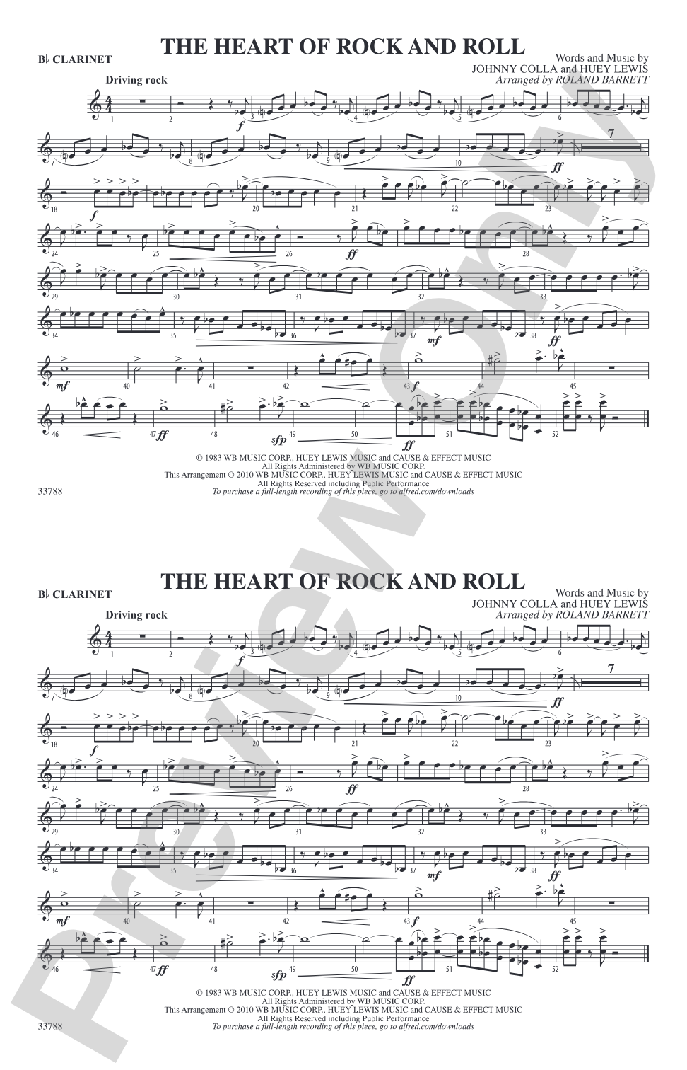 The Heart of Rock and Roll: 1st B-flat Clarinet