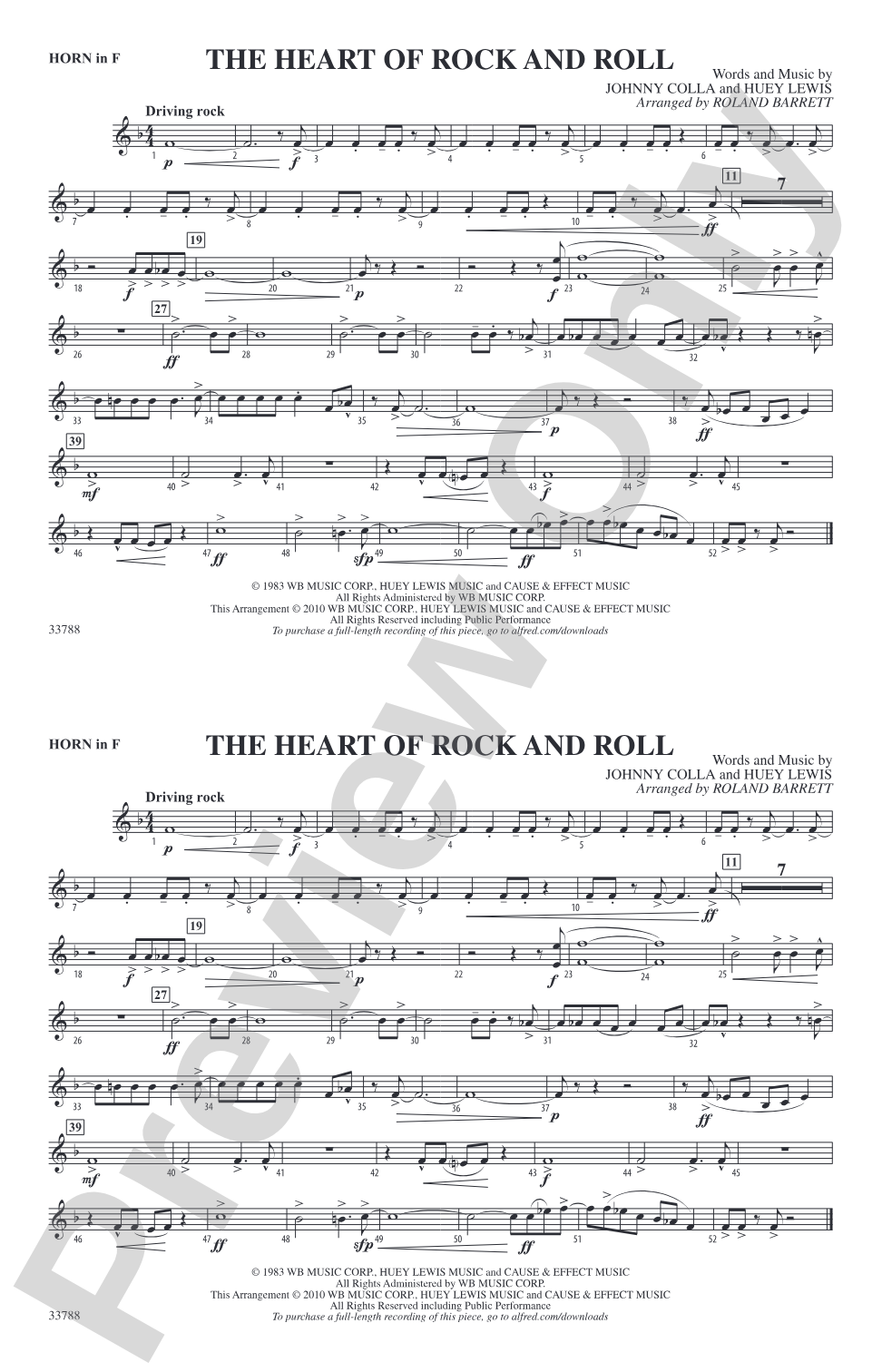 The Heart of Rock and Roll: 1st F Horn