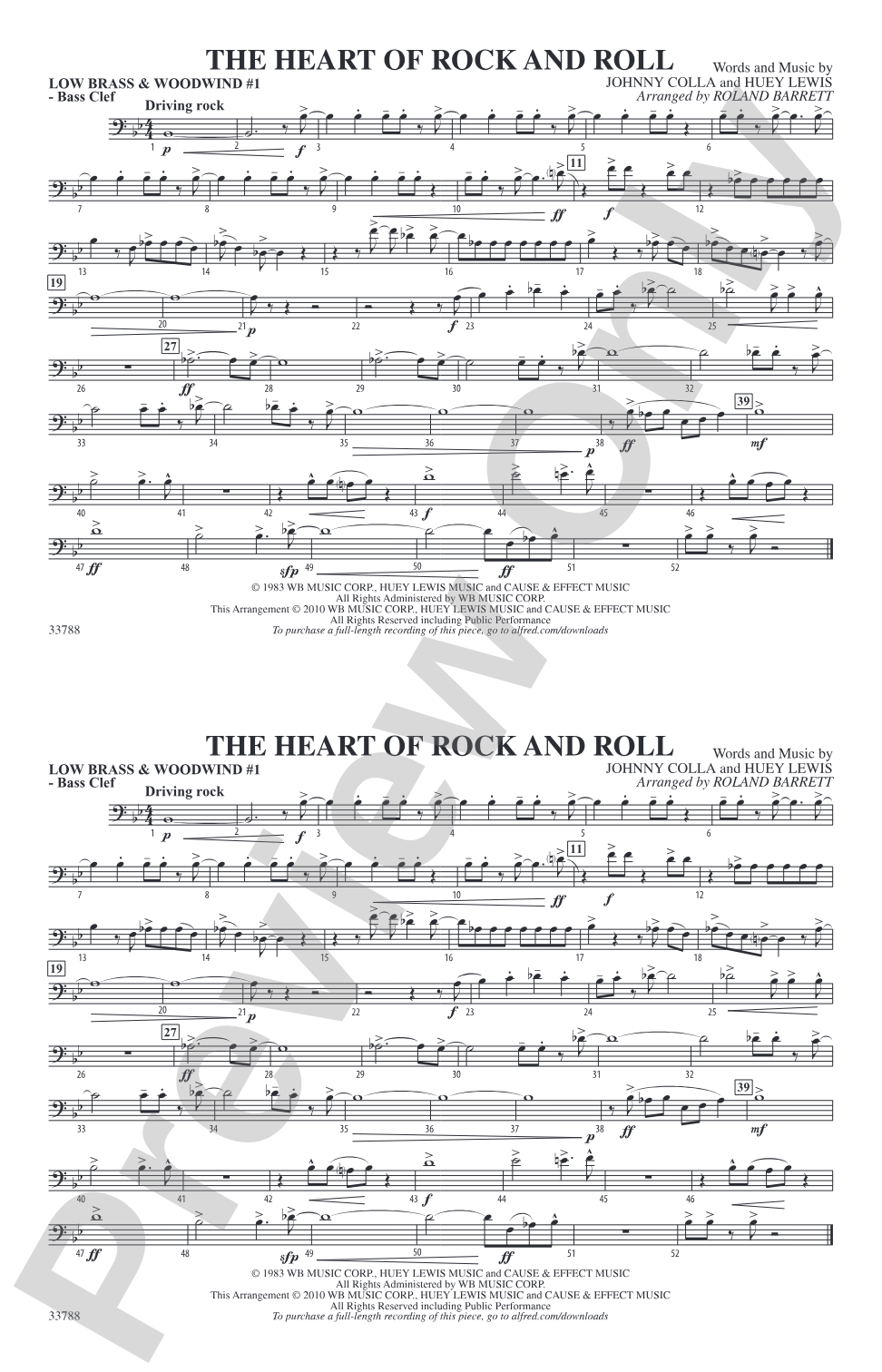 The Heart of Rock and Roll: Low Brass & Woodwinds #1 - Bass Clef