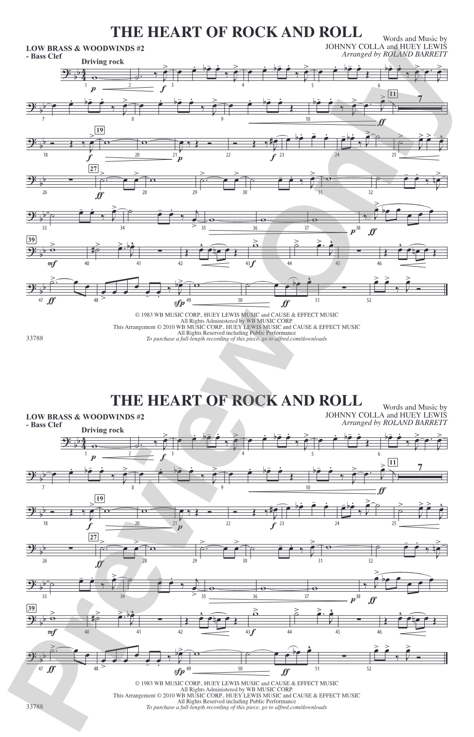 The Heart of Rock and Roll: Low Brass & Woodwinds #2 - Bass Clef