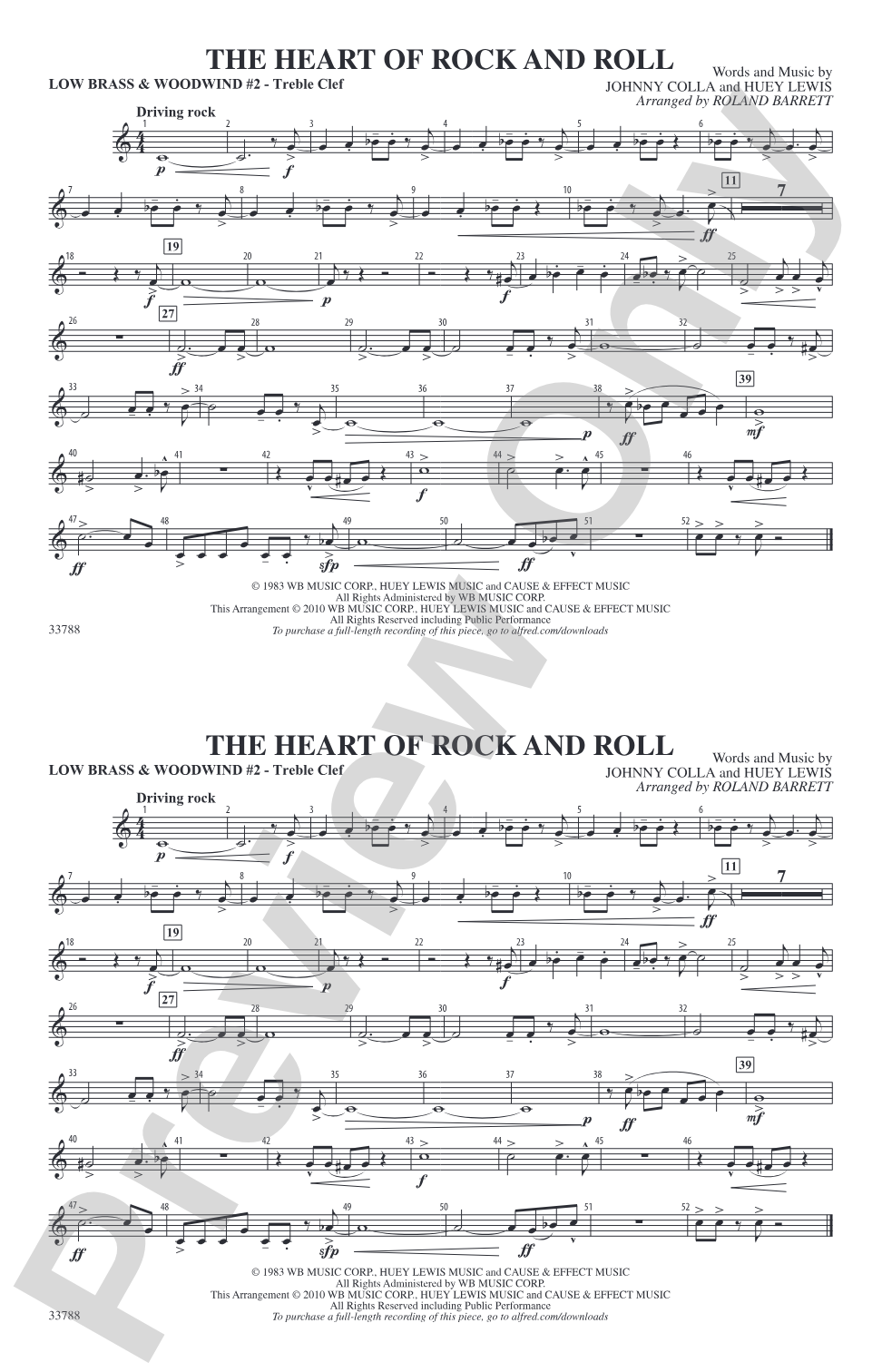 The Heart of Rock and Roll: Low Brass & Woodwinds #2 - Treble Clef