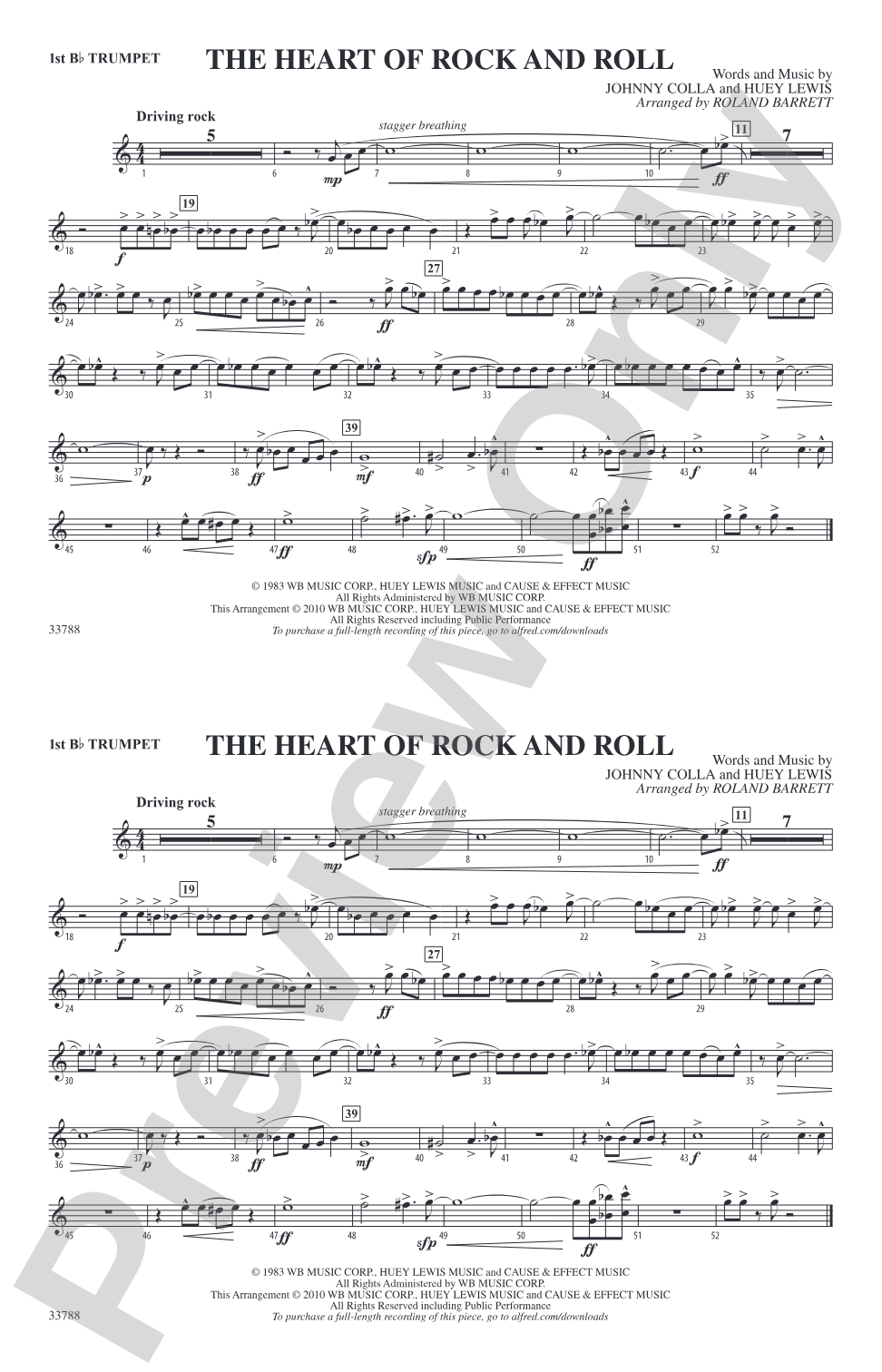 The Heart of Rock and Roll: 1st B-flat Trumpet